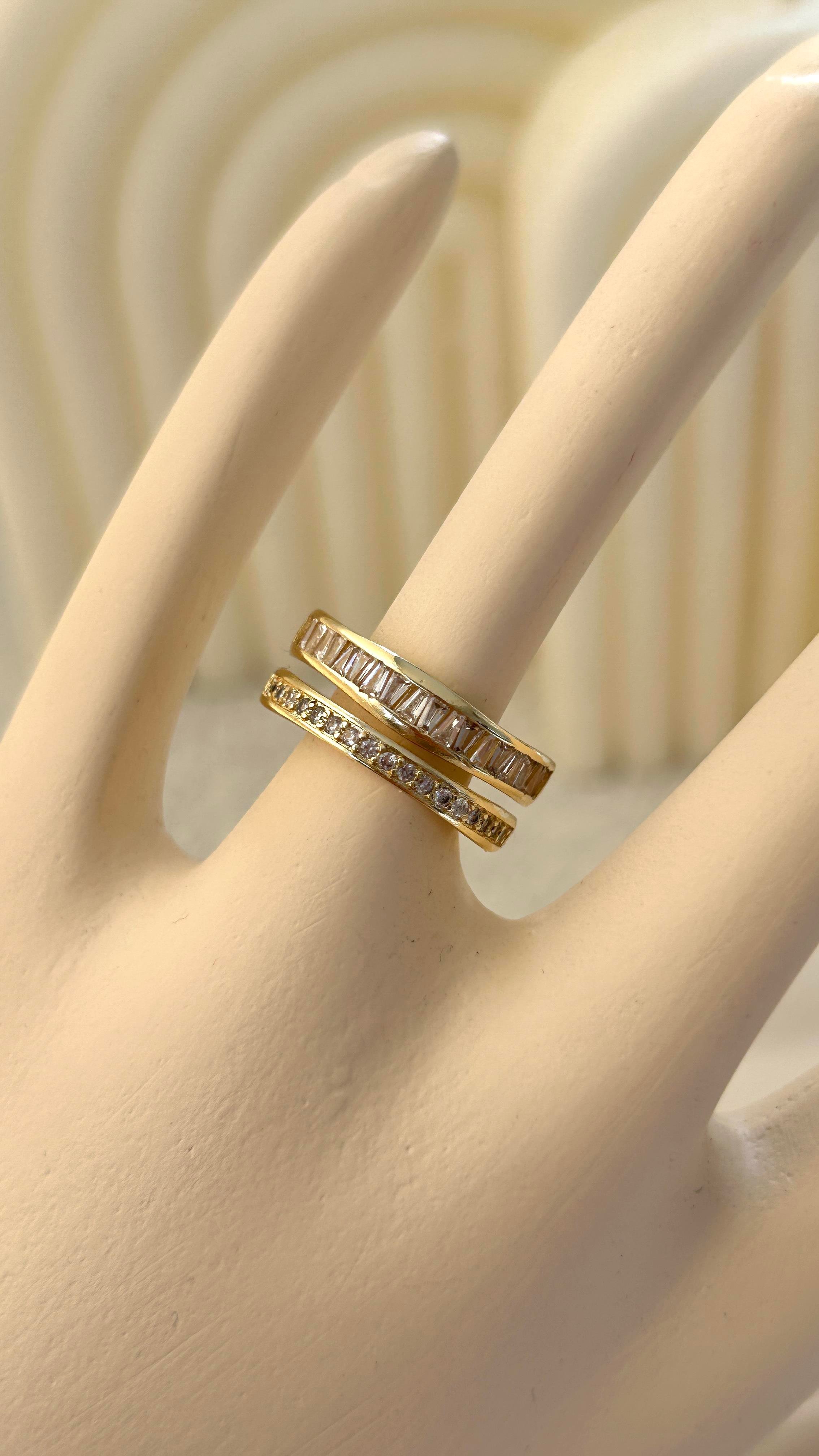 İkili Taşlı Gold Yüzük