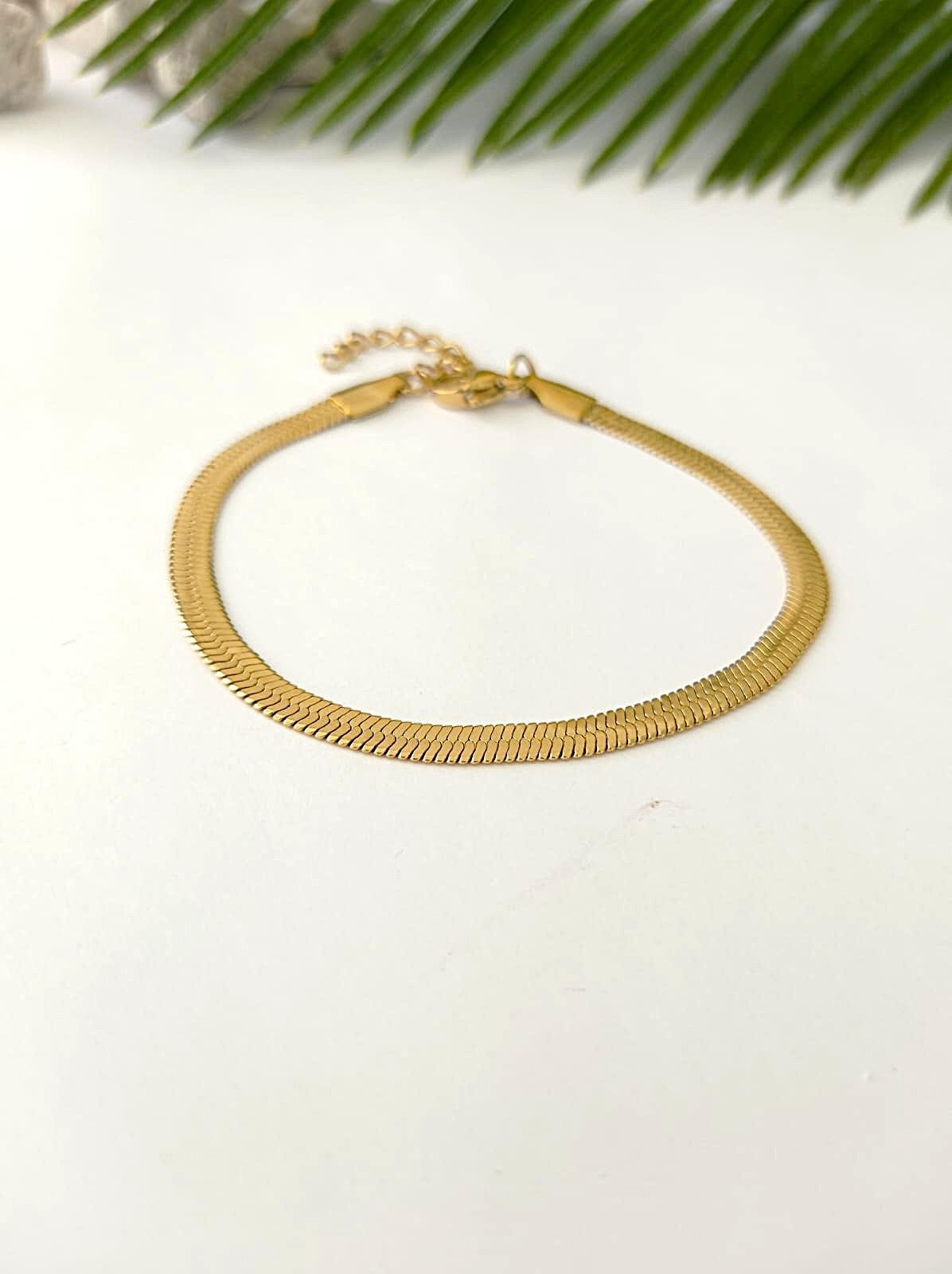 İtalyan Zincir Çelik Gold Bileklik