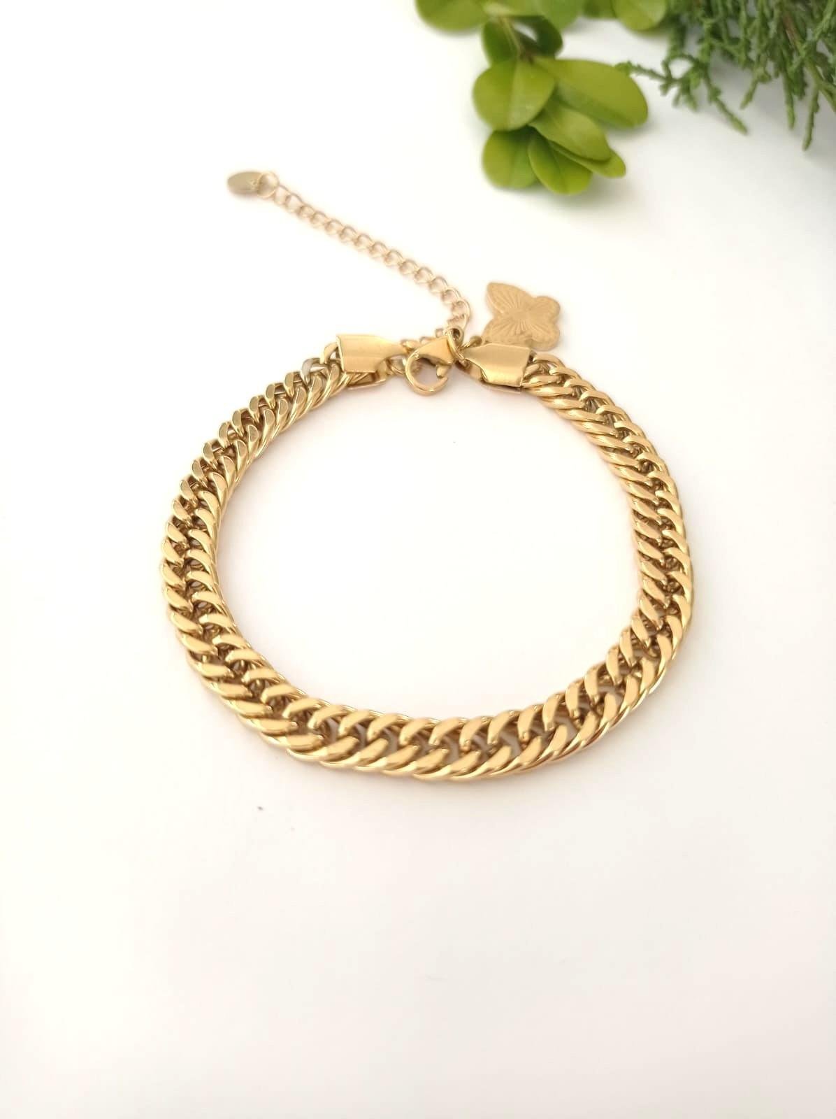 Kelebek Uçlu Çelik Gold Zincir