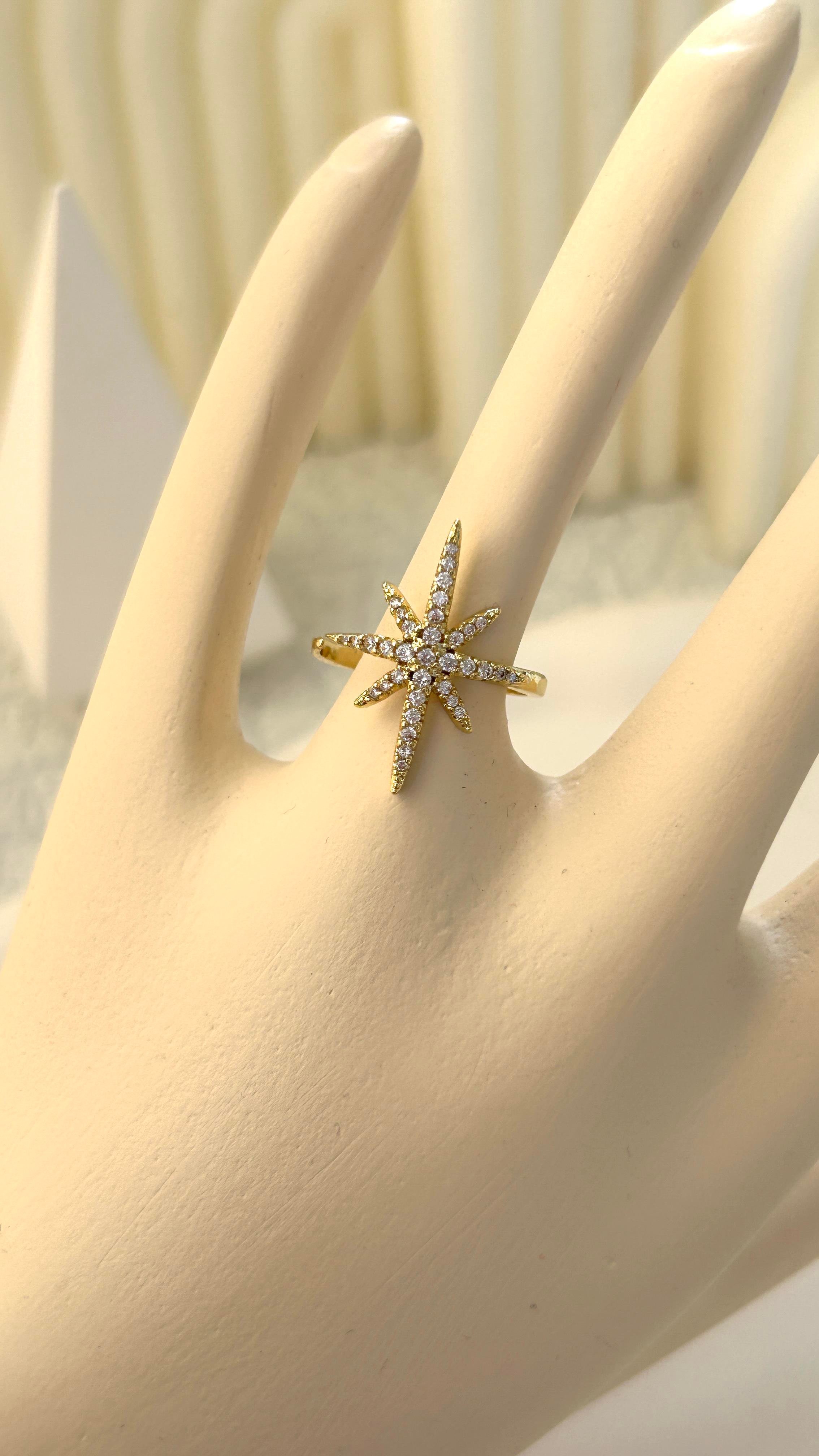 Kutup Yıldızı Taşlı Gold Yüzük