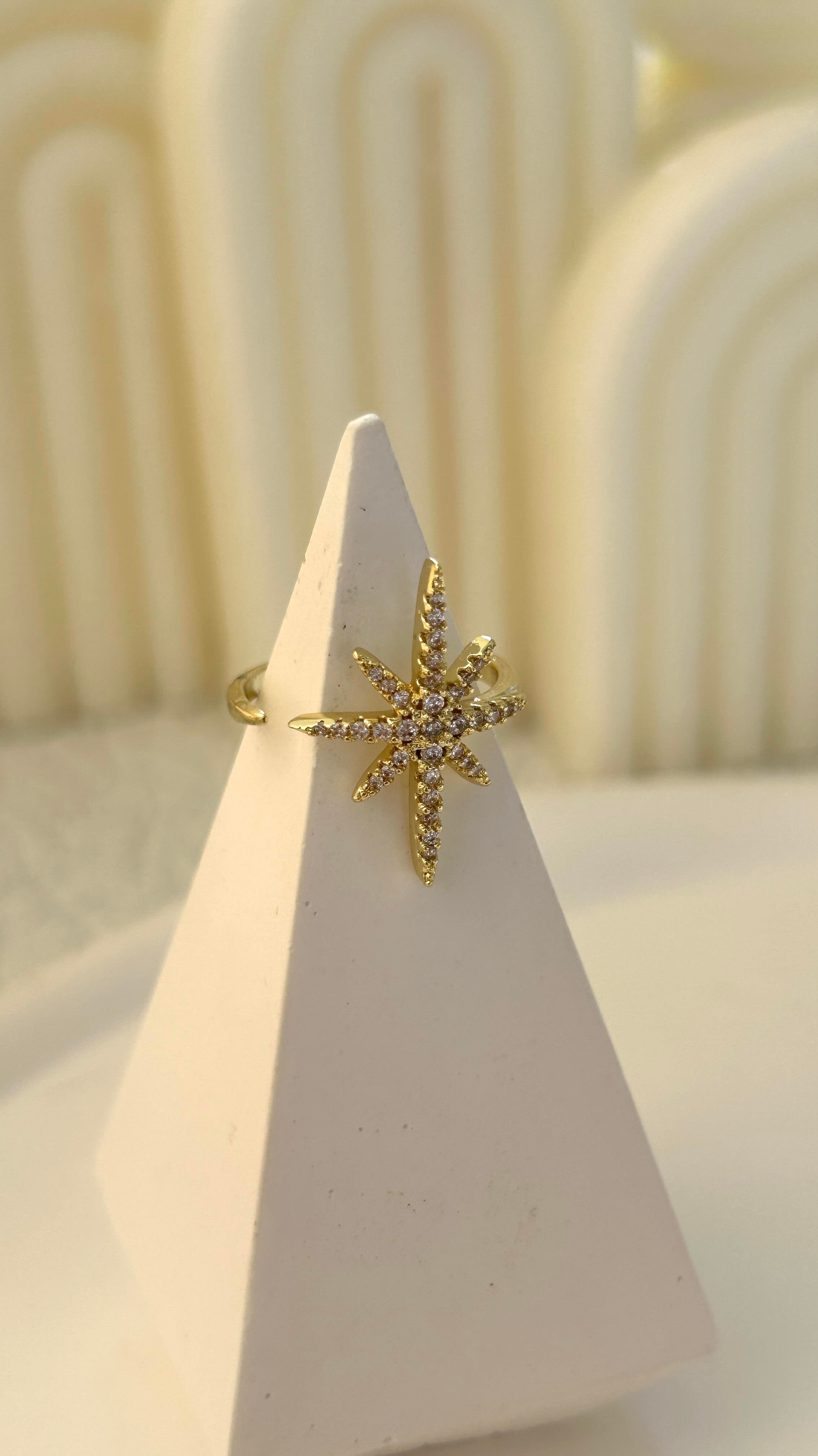 Kutup Yıldızı Taşlı Gold Yüzük