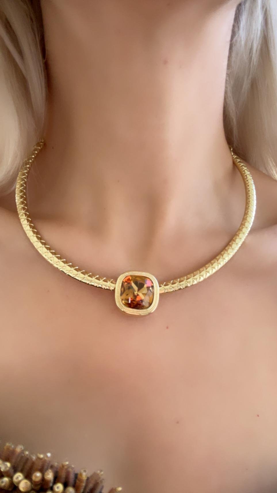 Özel Seri Amber Gold Choker