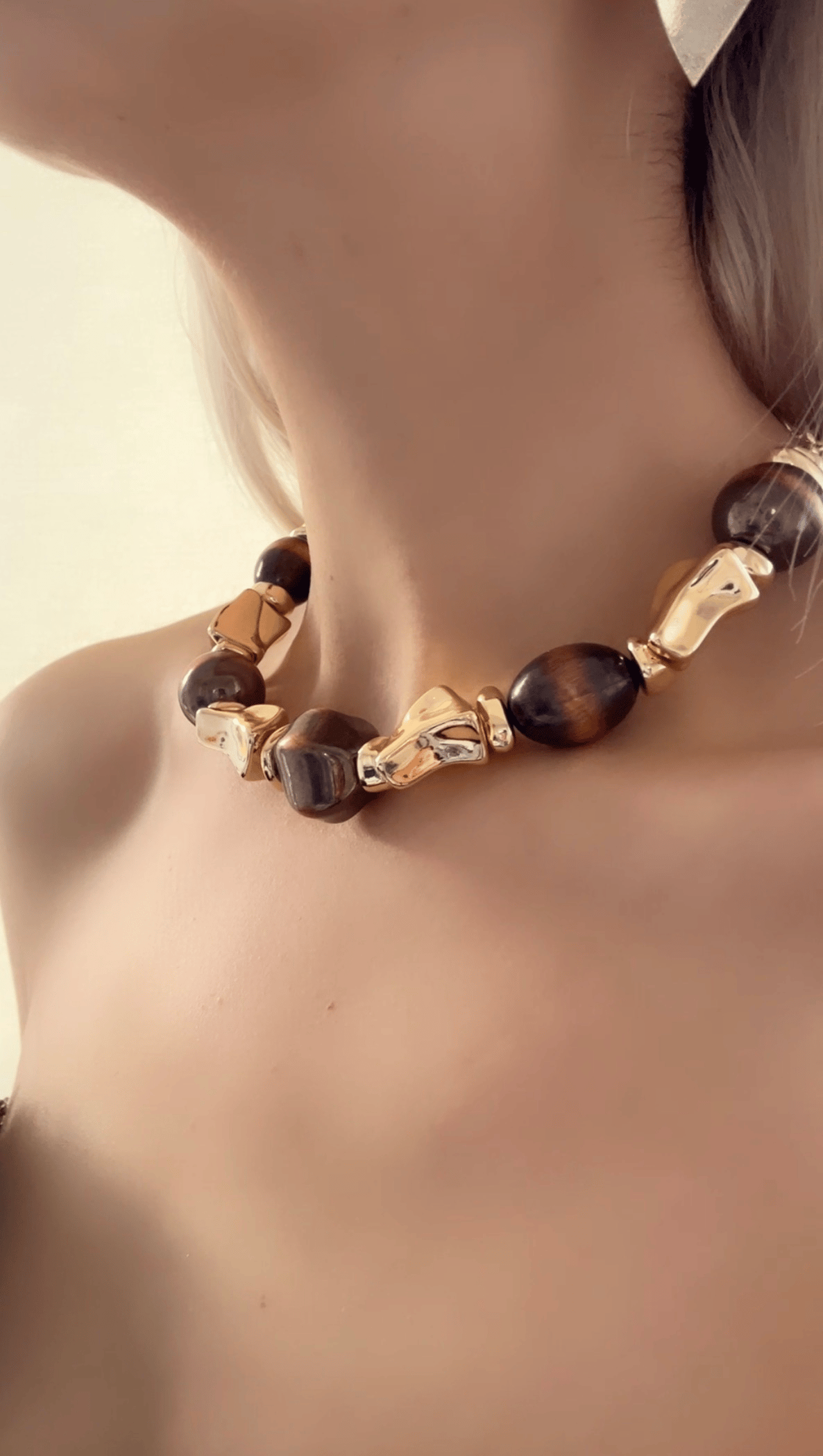 Özel Seri Marka Model Gold-Kahve Kolye Bileklik Set