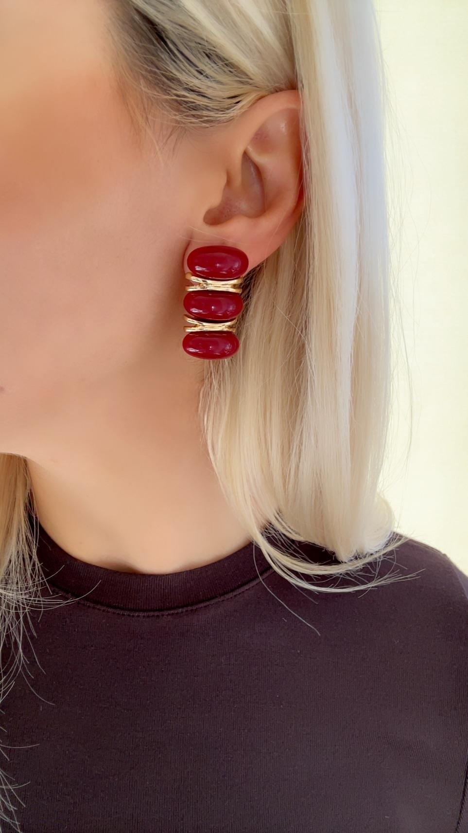 Özel Seri Marka Model Üçlü Görünüm Uzun Küpe