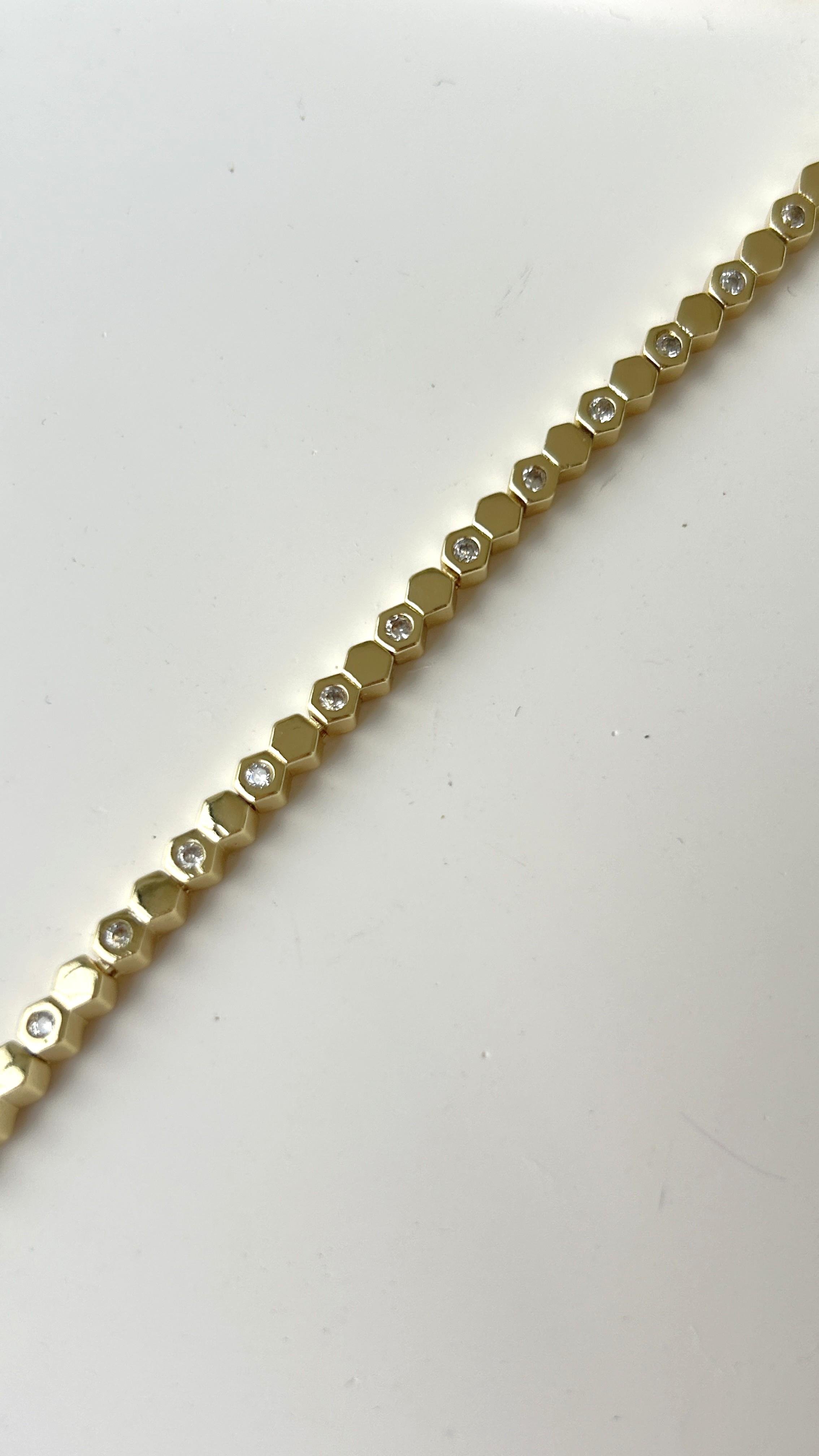 Premium Küçük Petek Desen Taşlı Bileklik