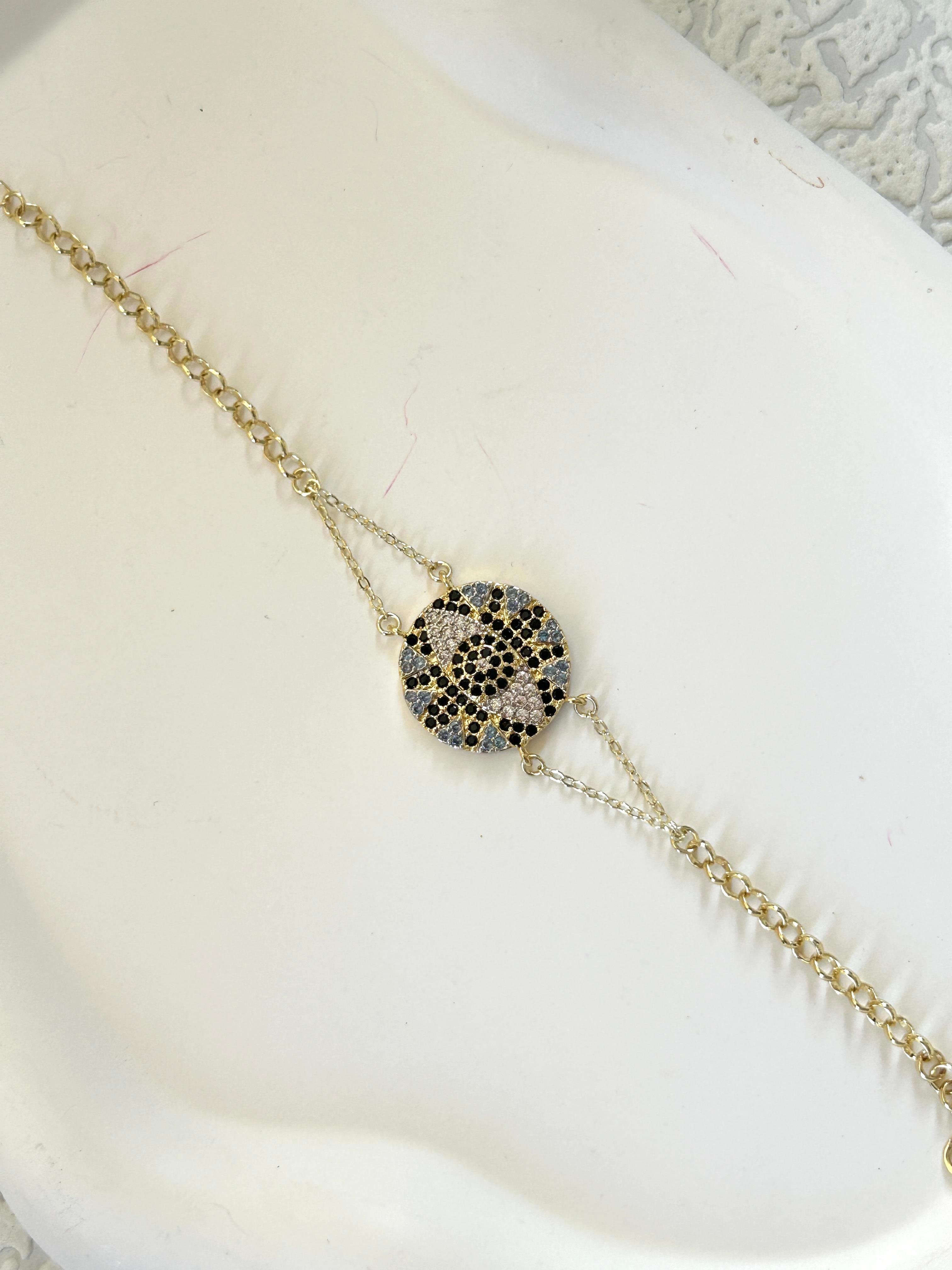 Premium Mavi Siyah Taşlı Göz Bileklik