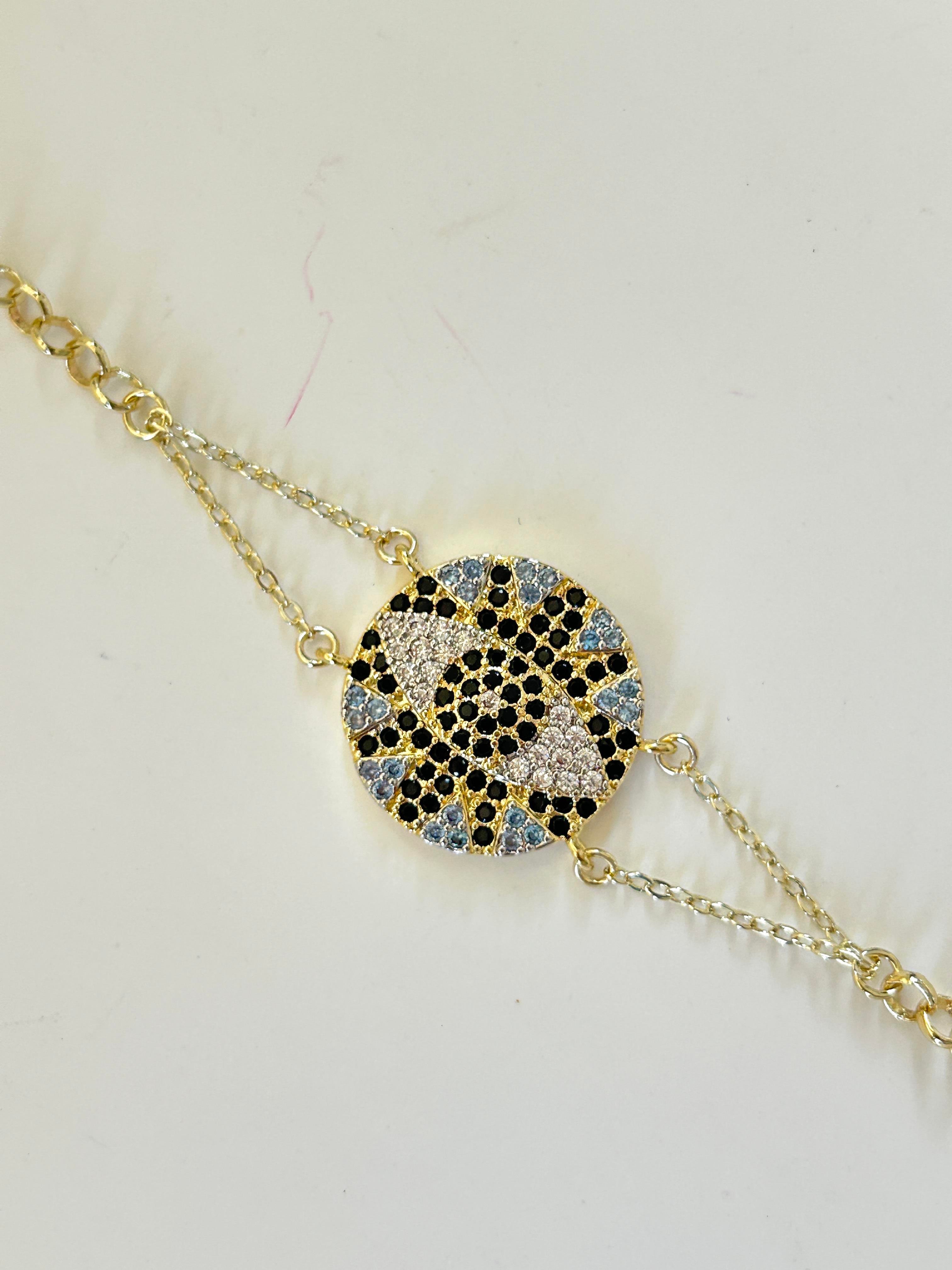 Premium Mavi Siyah Taşlı Göz Bileklik