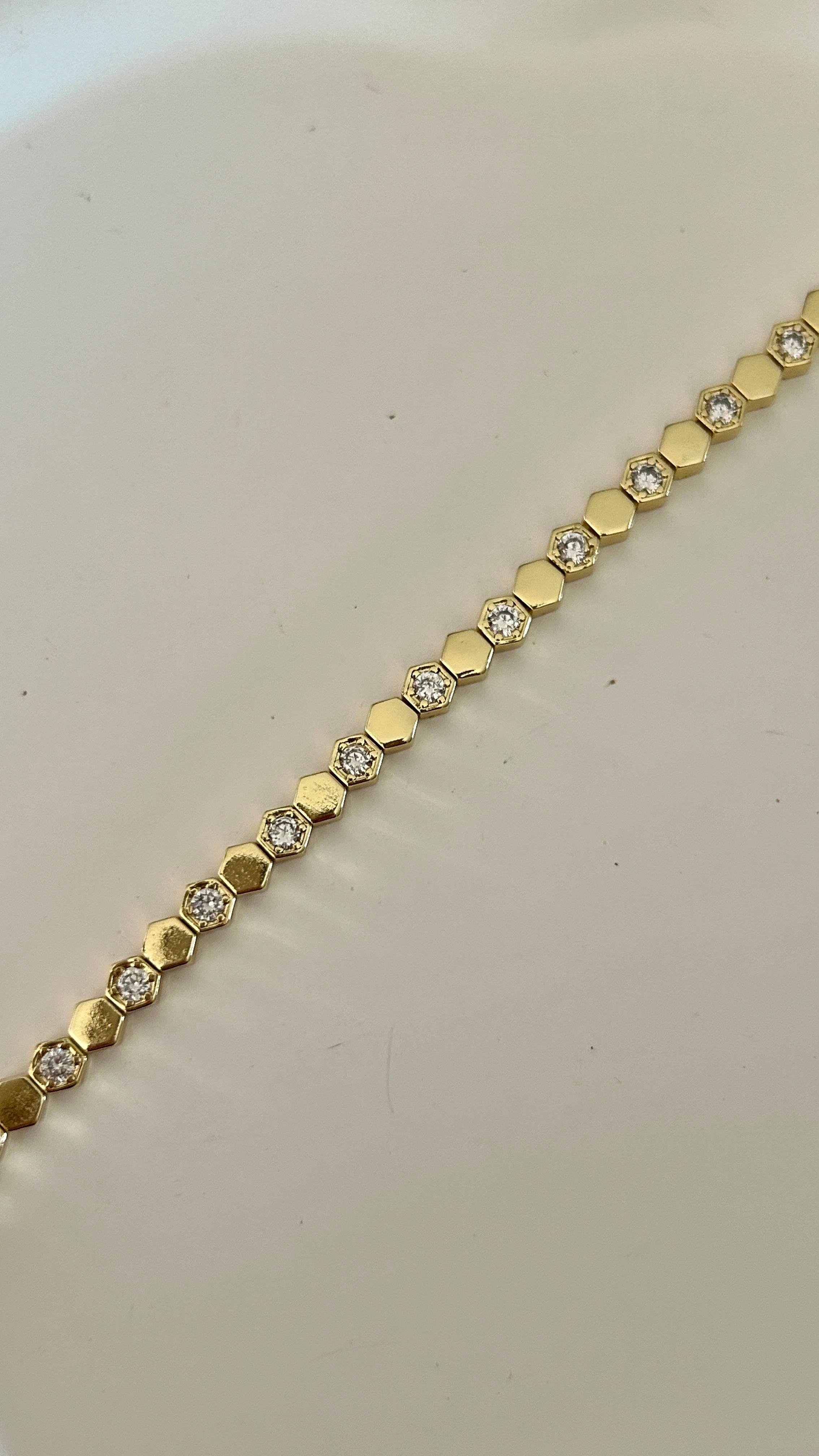 Premium Petek Desen Taşlı Bileklik