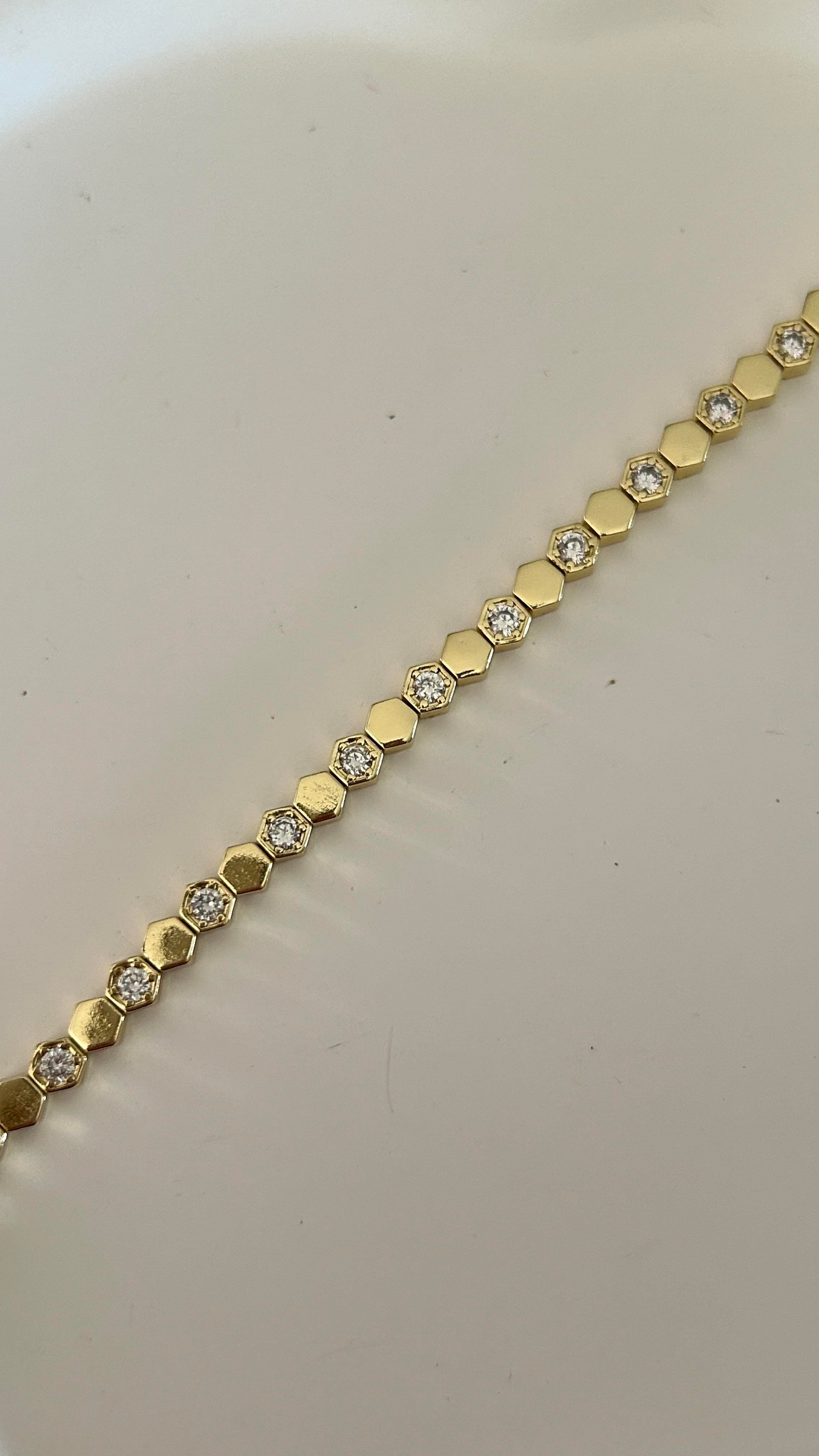 Premium Petek Desen Taşlı Bileklik