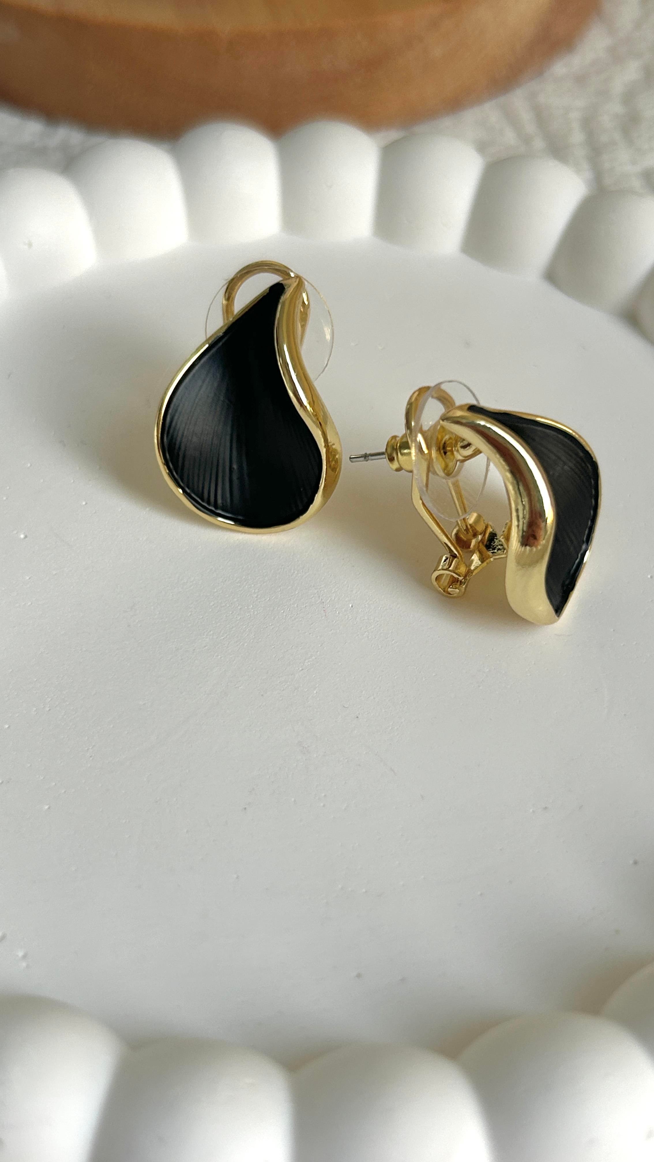 Premium Seri Damla Model Siyah Küpe