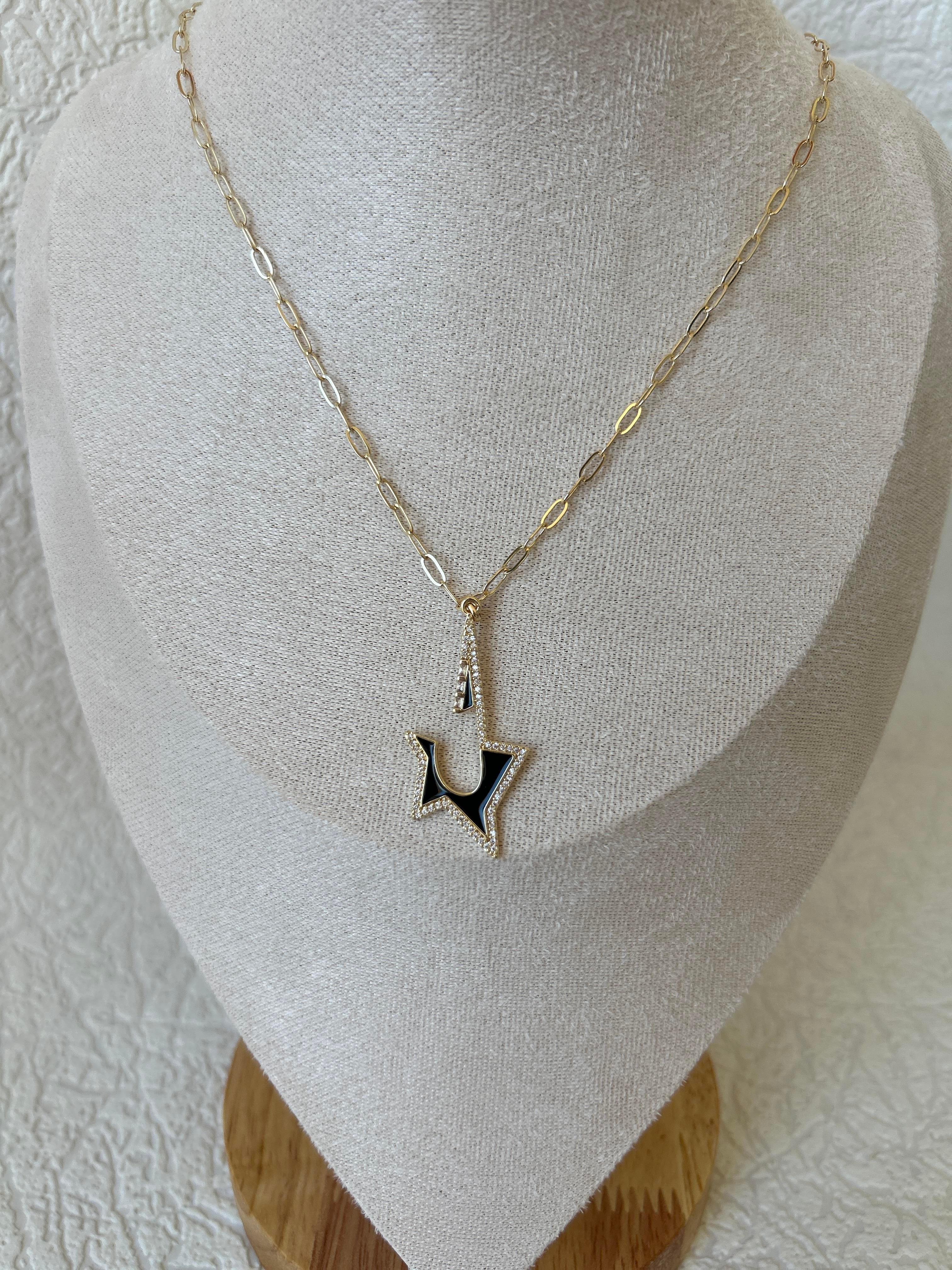 Premium Siyah Yıldız Gold Kolye