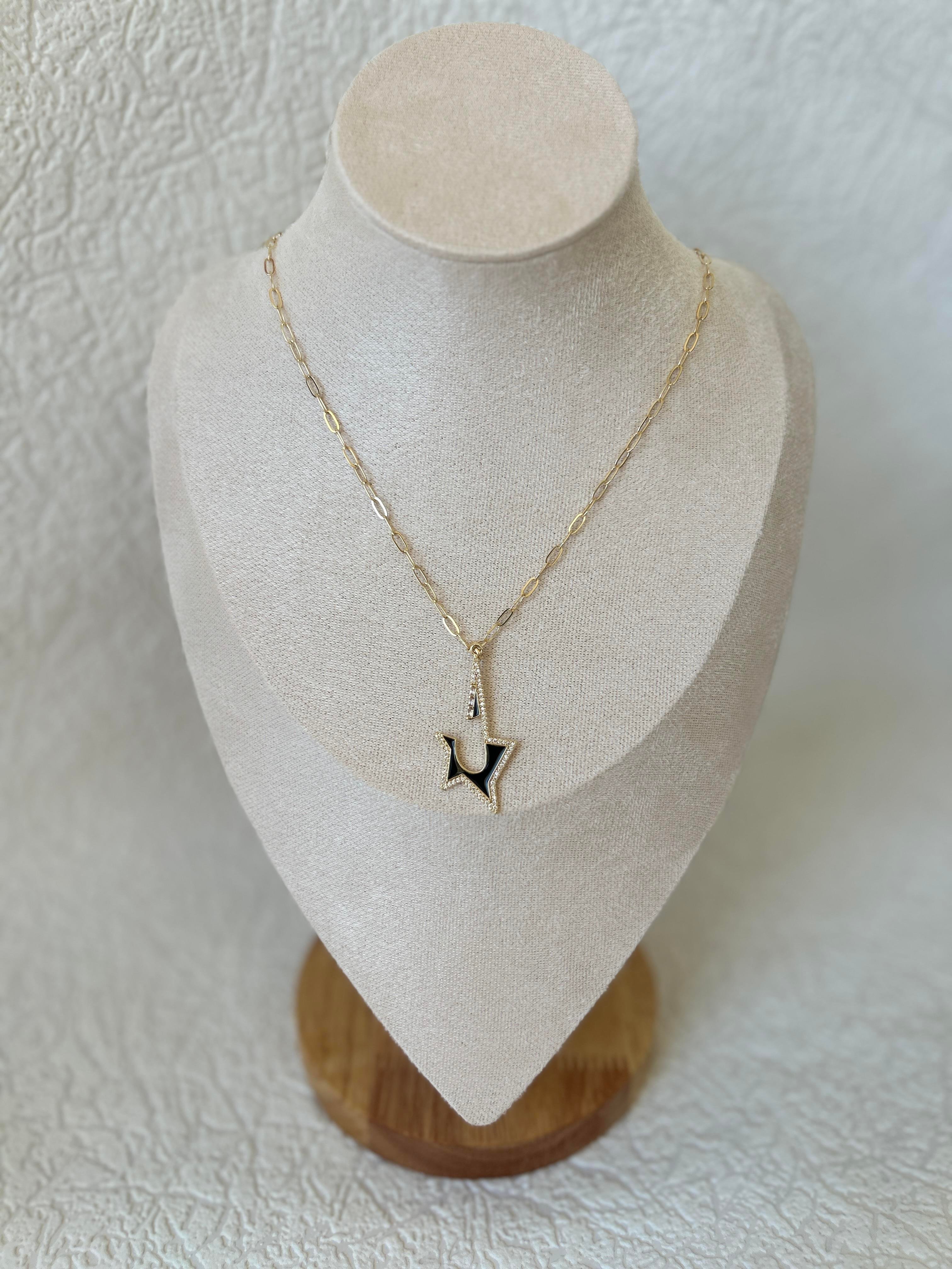 Premium Siyah Yıldız Gold Kolye