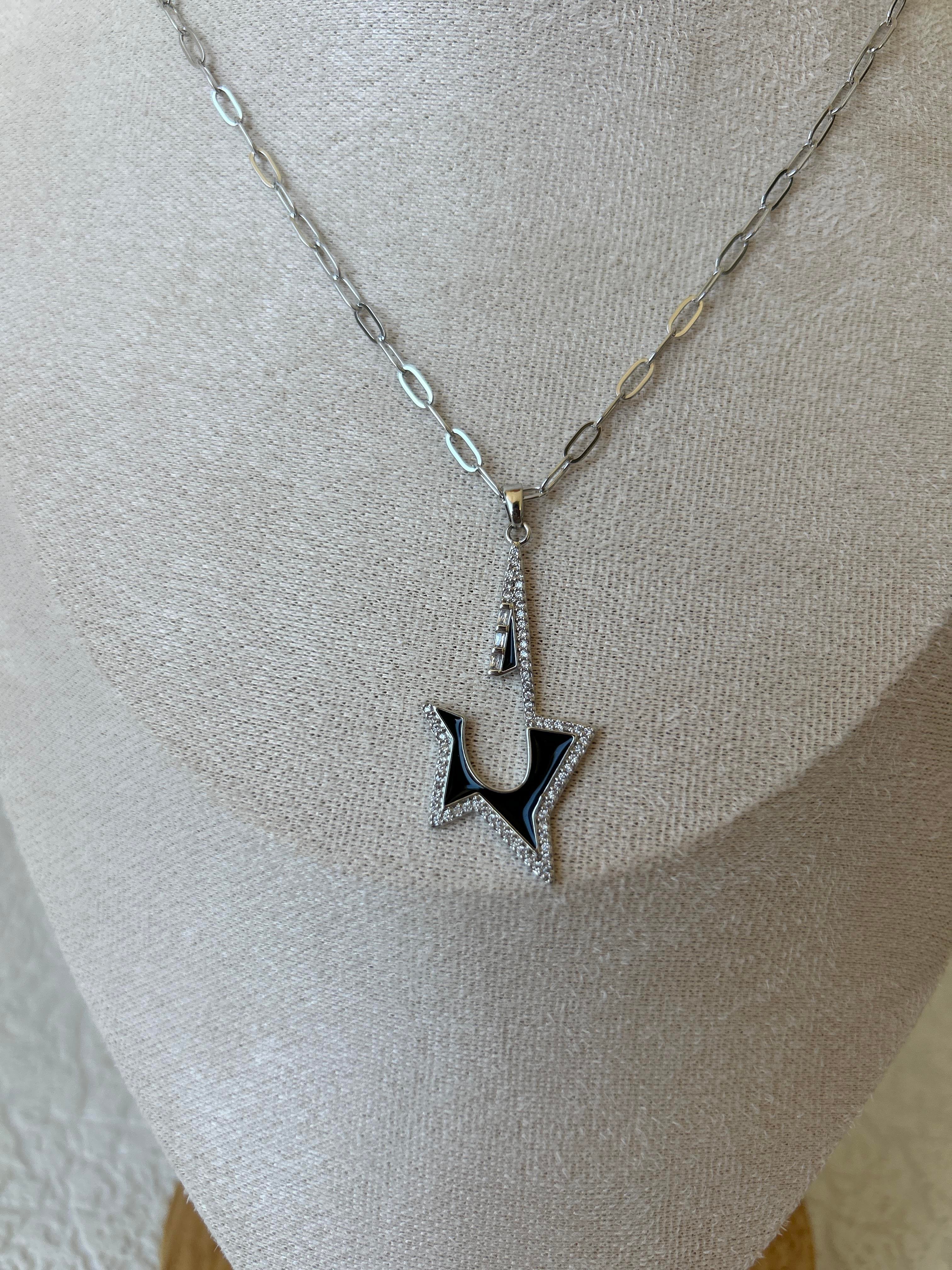 Premium Siyah Yıldız Silver Kolye