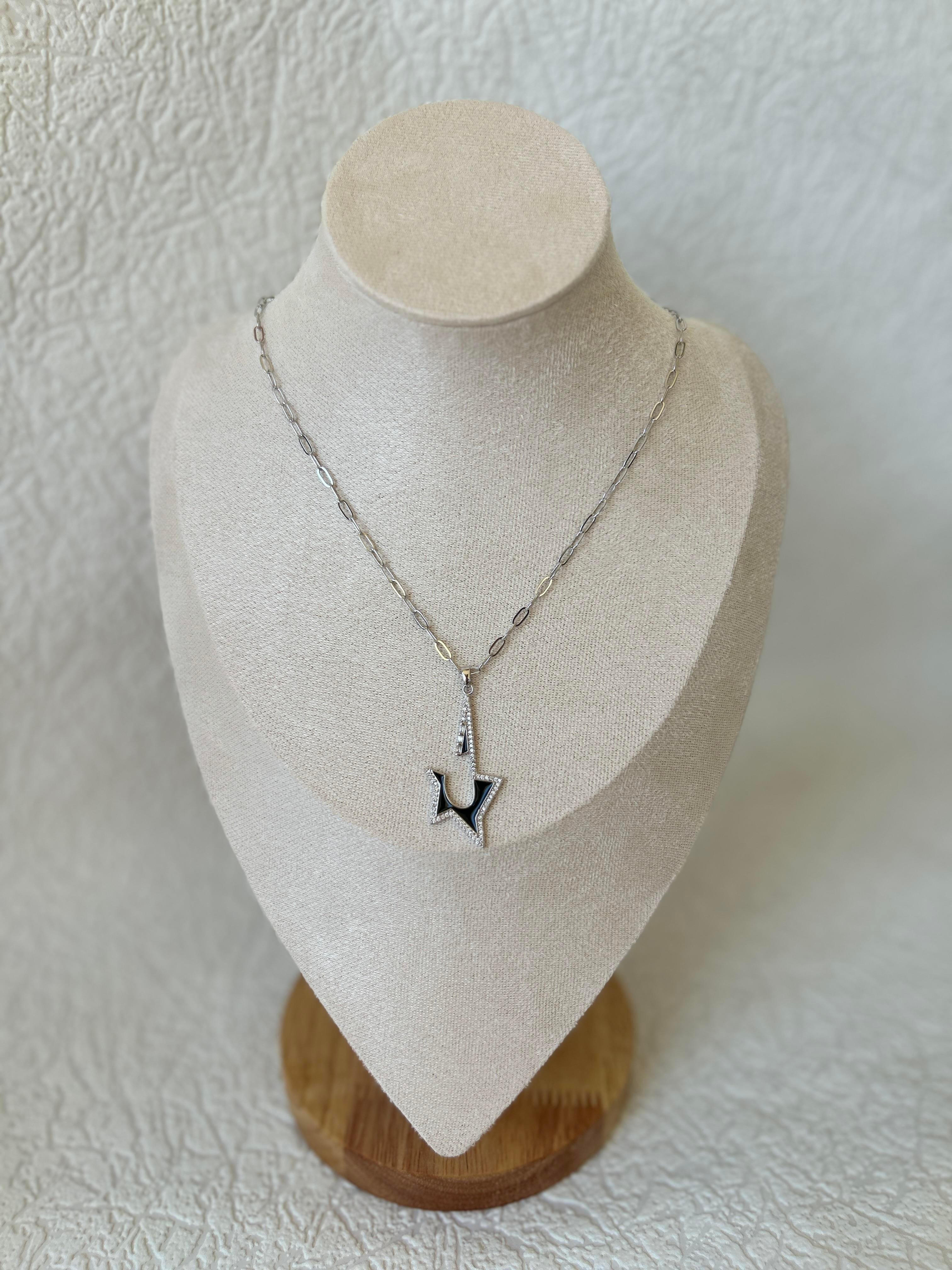 Premium Siyah Yıldız Silver Kolye