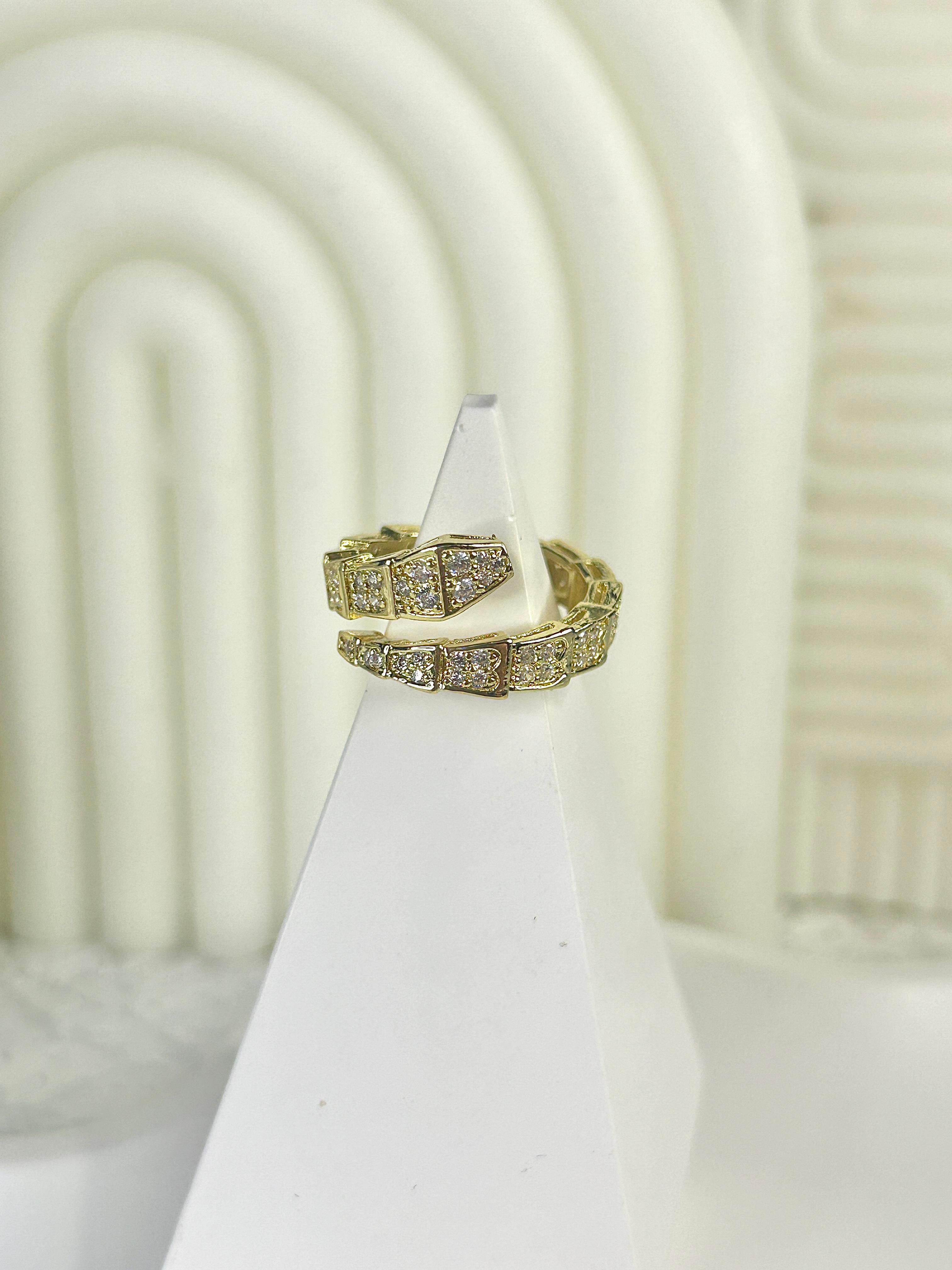 Premium Snake Tasarım Gold Yüzük