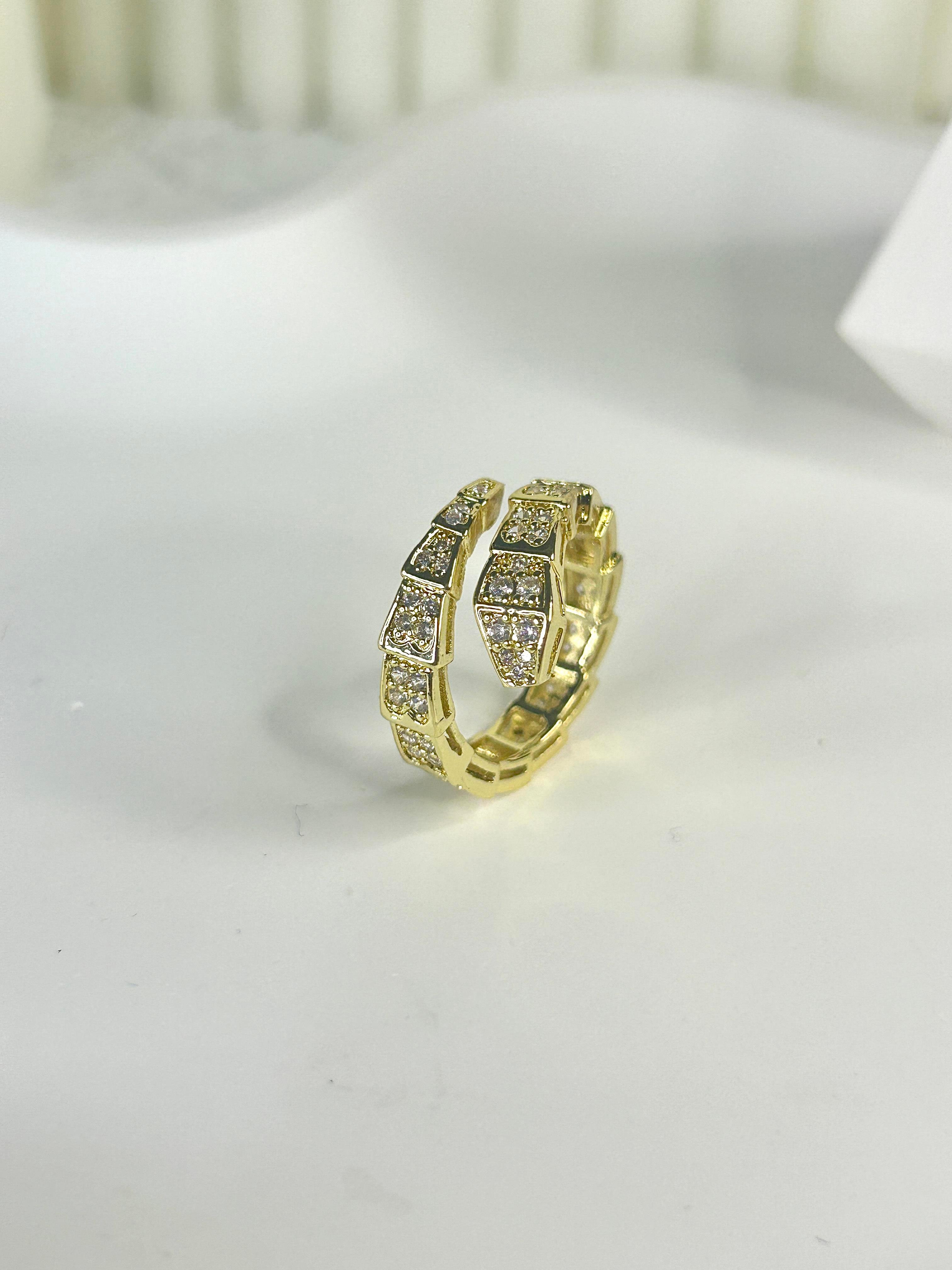 Premium Snake Tasarım Gold Yüzük