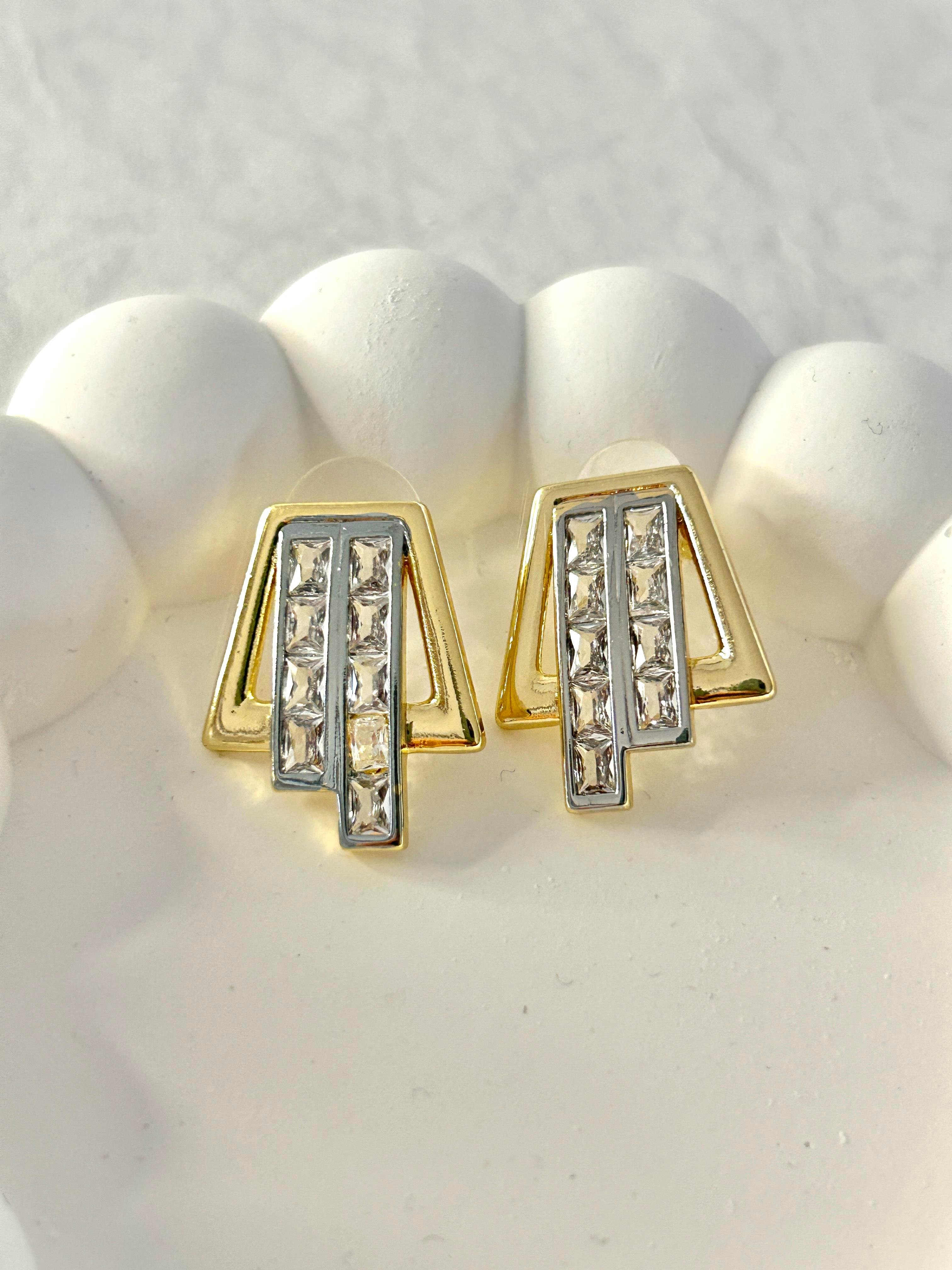 Premium Zirkon Taşlı Geometrik Küpe