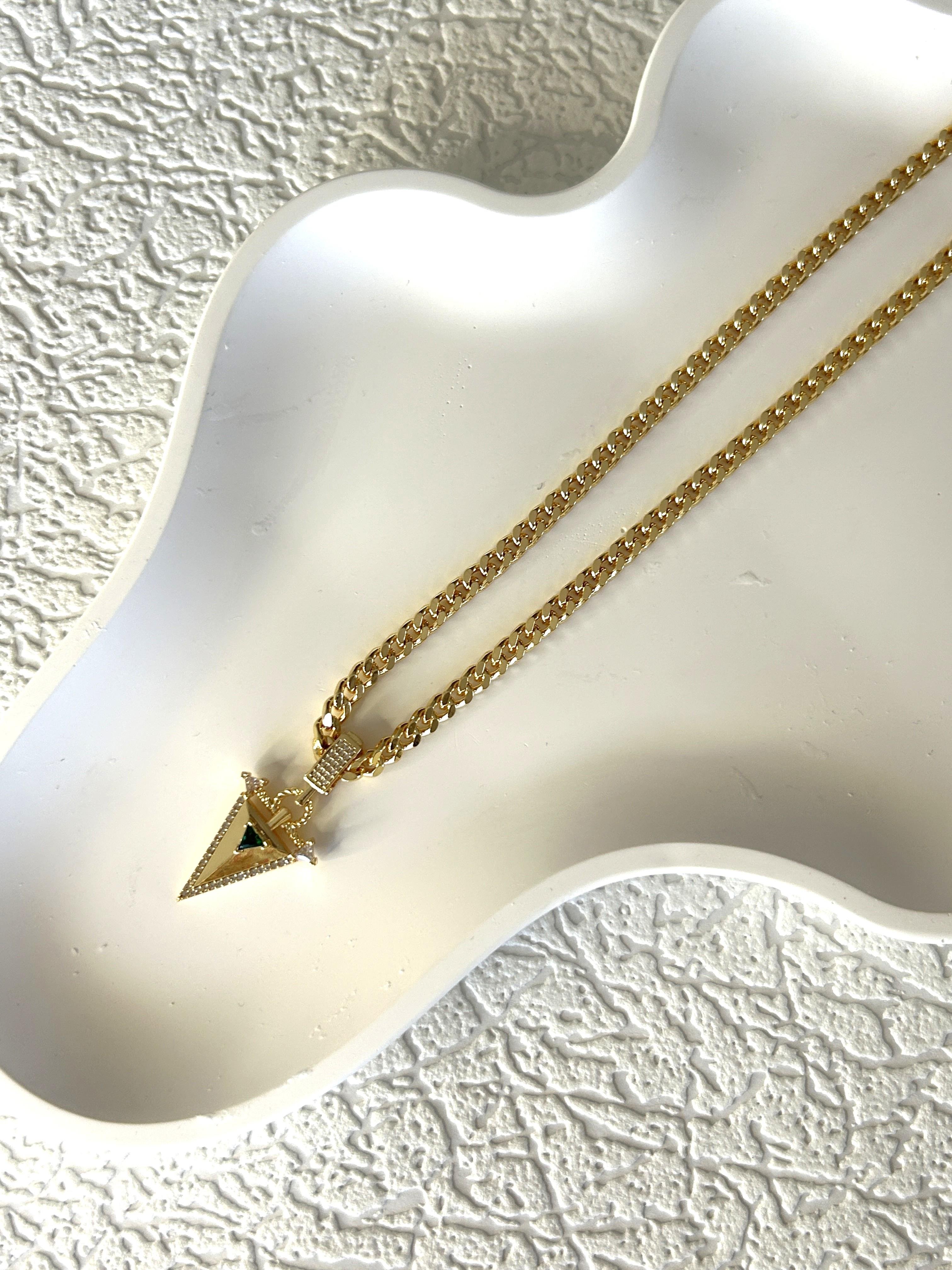 Premium Zirkon Taşlı Kalın Zincir Piramit Kolye