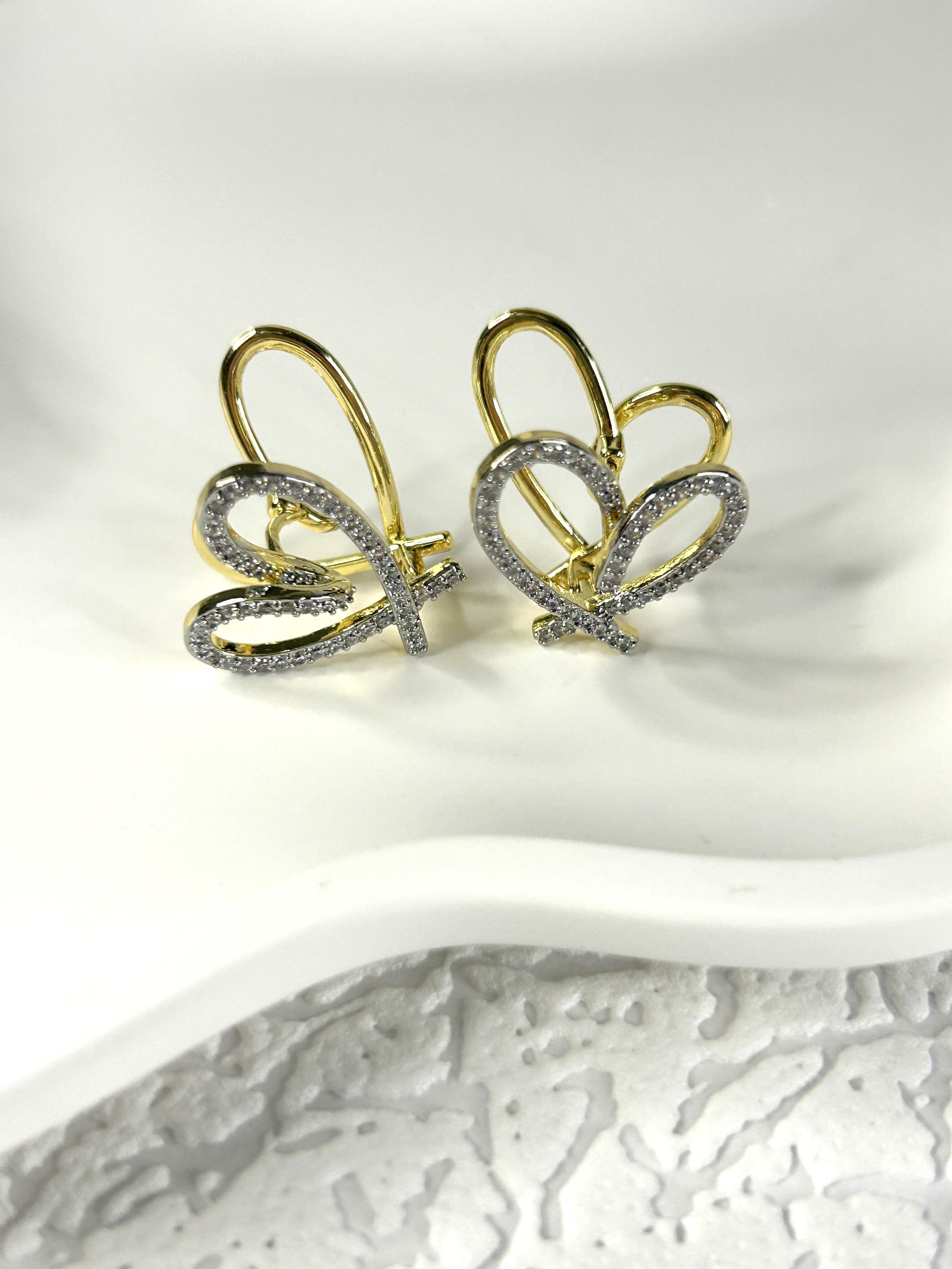 Premium Zirkon Taşlı Kalp Küpe