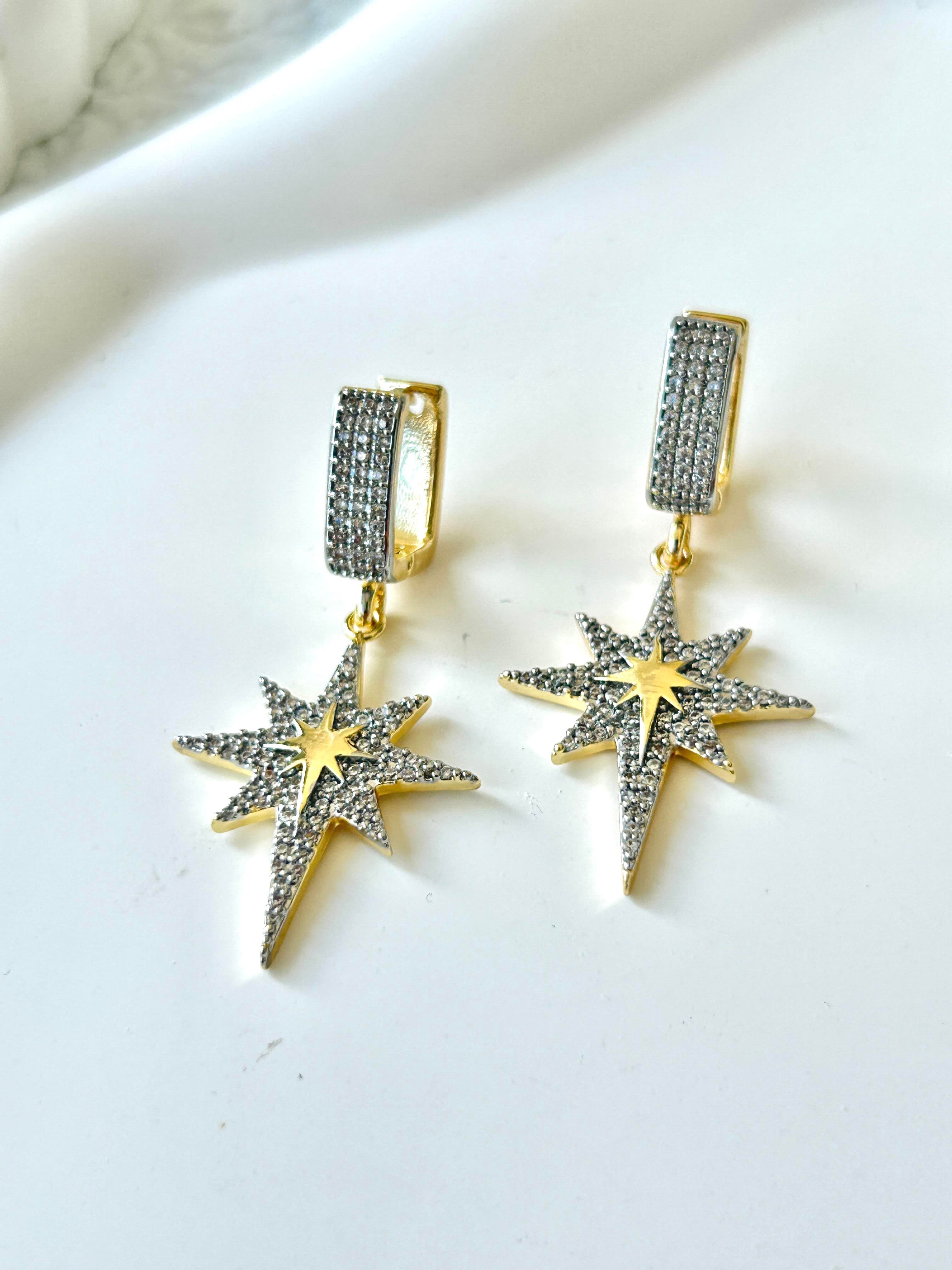 Premium Zirkon Taşlı Kutup Yıldızı Küpe