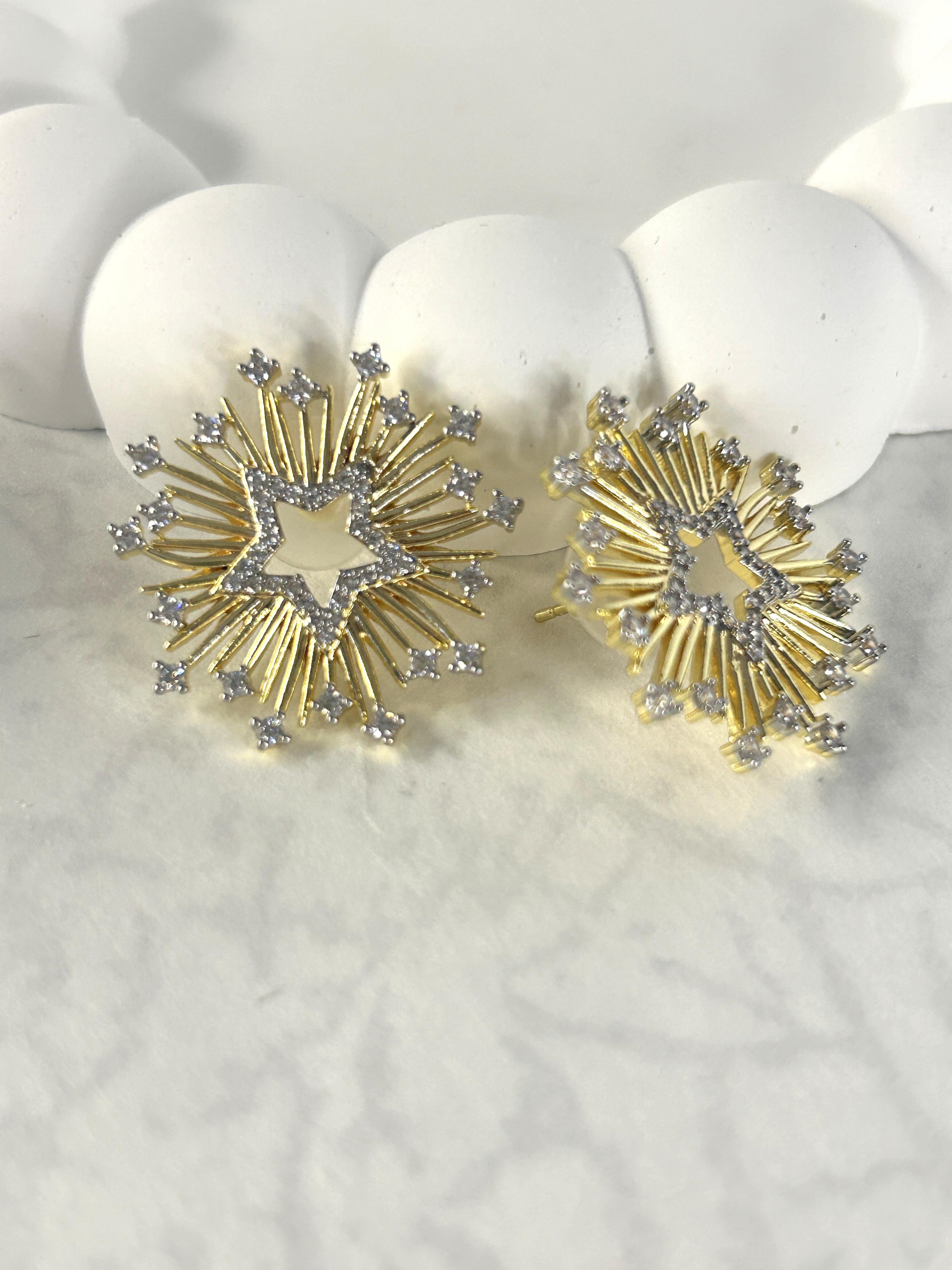 Premium Zirkon Taşlı Yıldız Tasarım Küpe