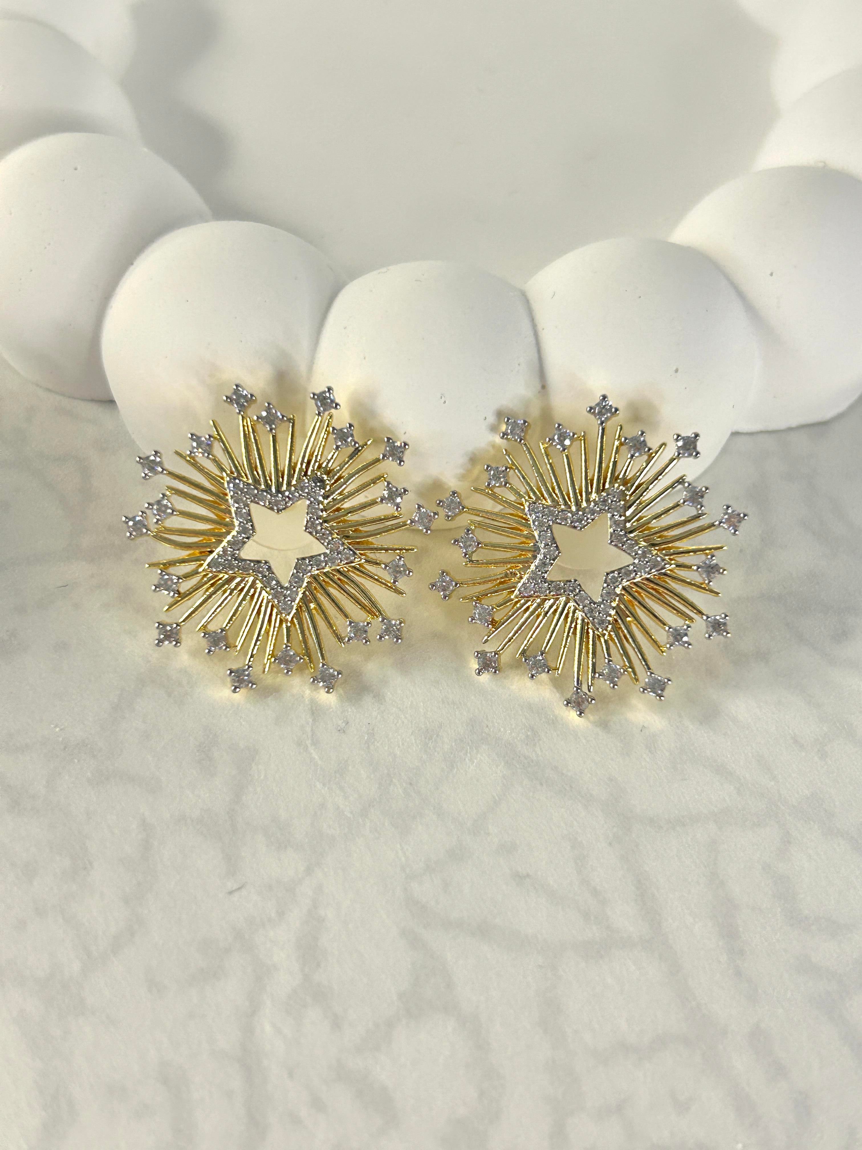 Premium Zirkon Taşlı Yıldız Tasarım Küpe