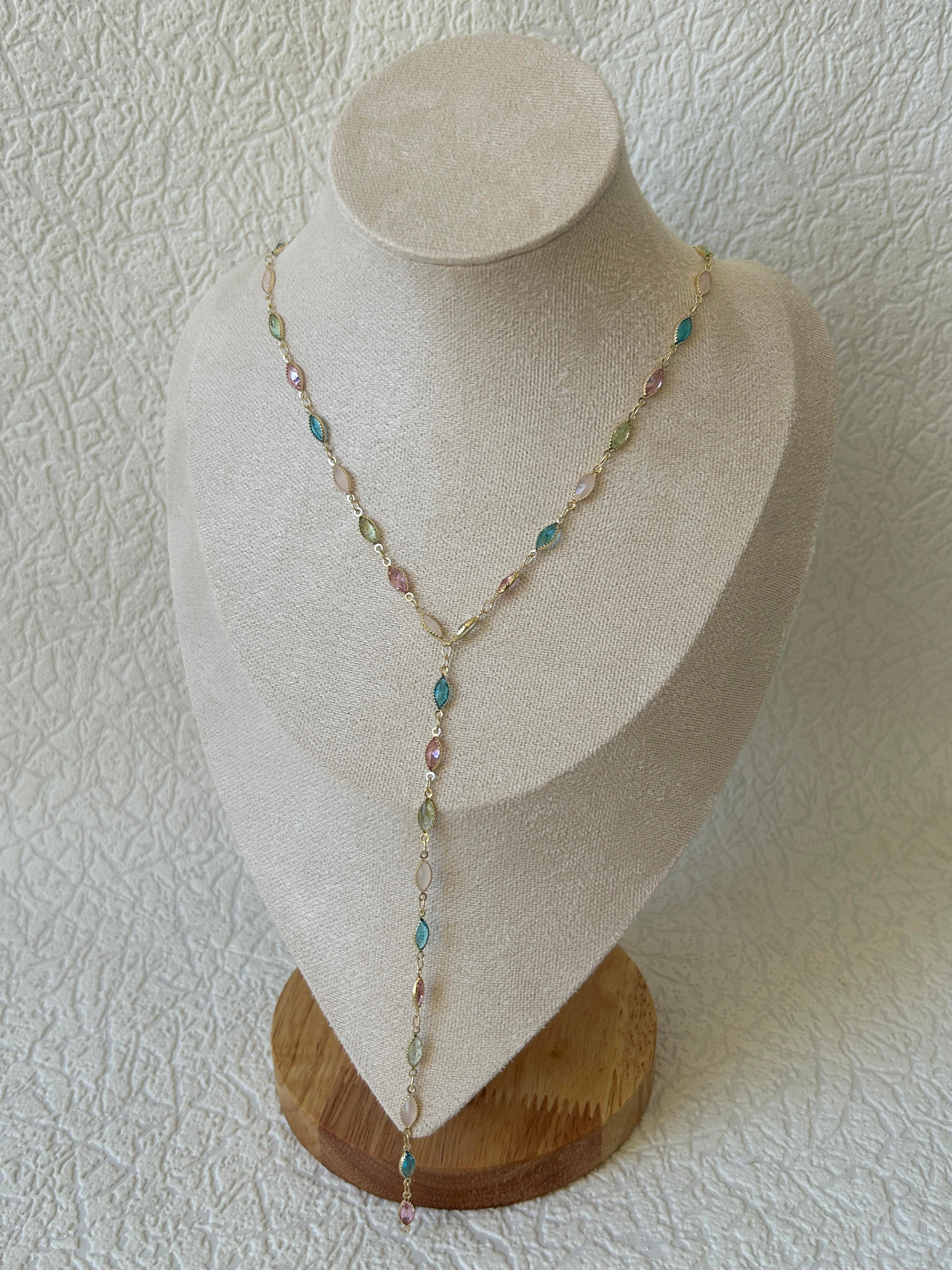 Renkli Taşlı Y Kolye