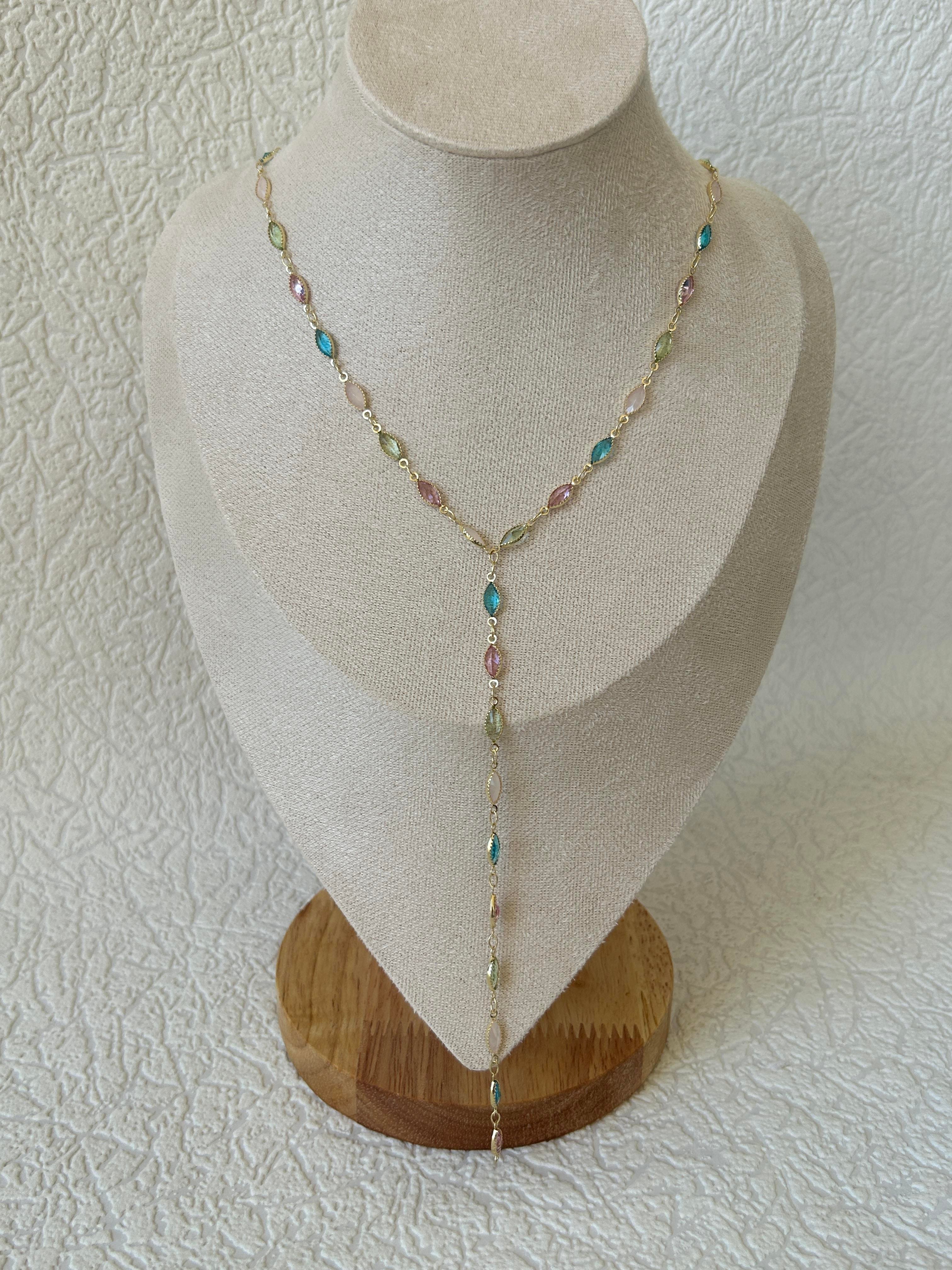 Renkli Taşlı Y Kolye