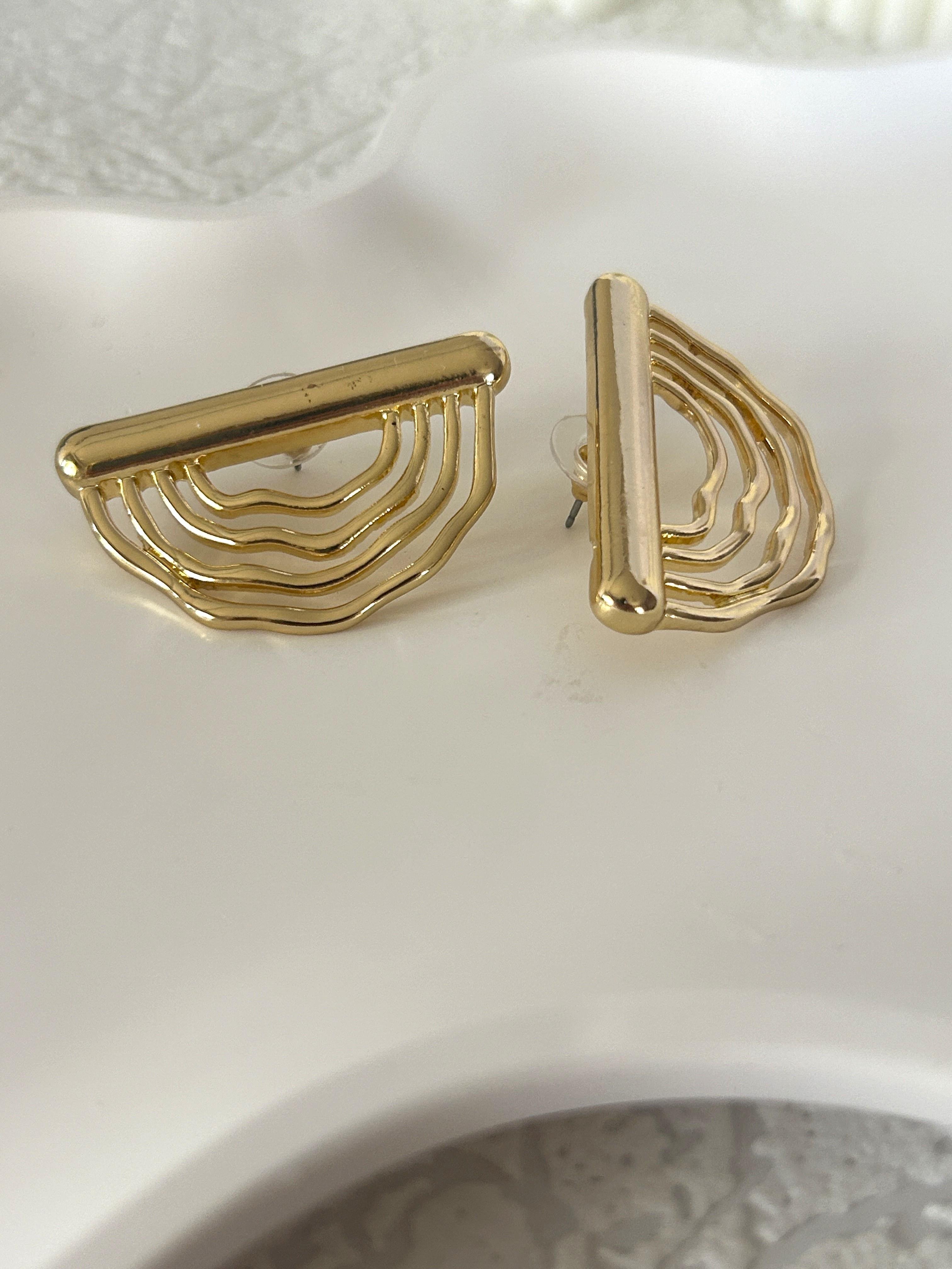 SIRALI DALGA ÇELİK GOLD KÜPE