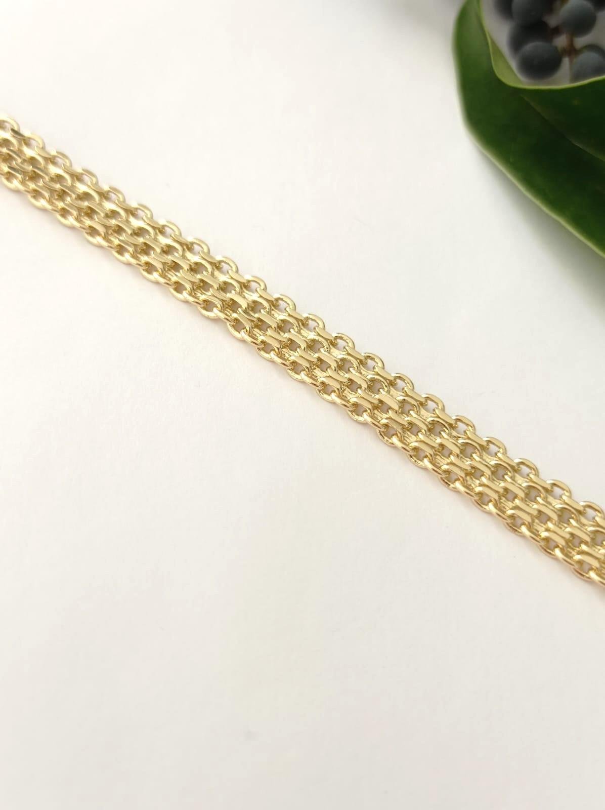 Sıralı Zincir Çelik Gold Bileklik