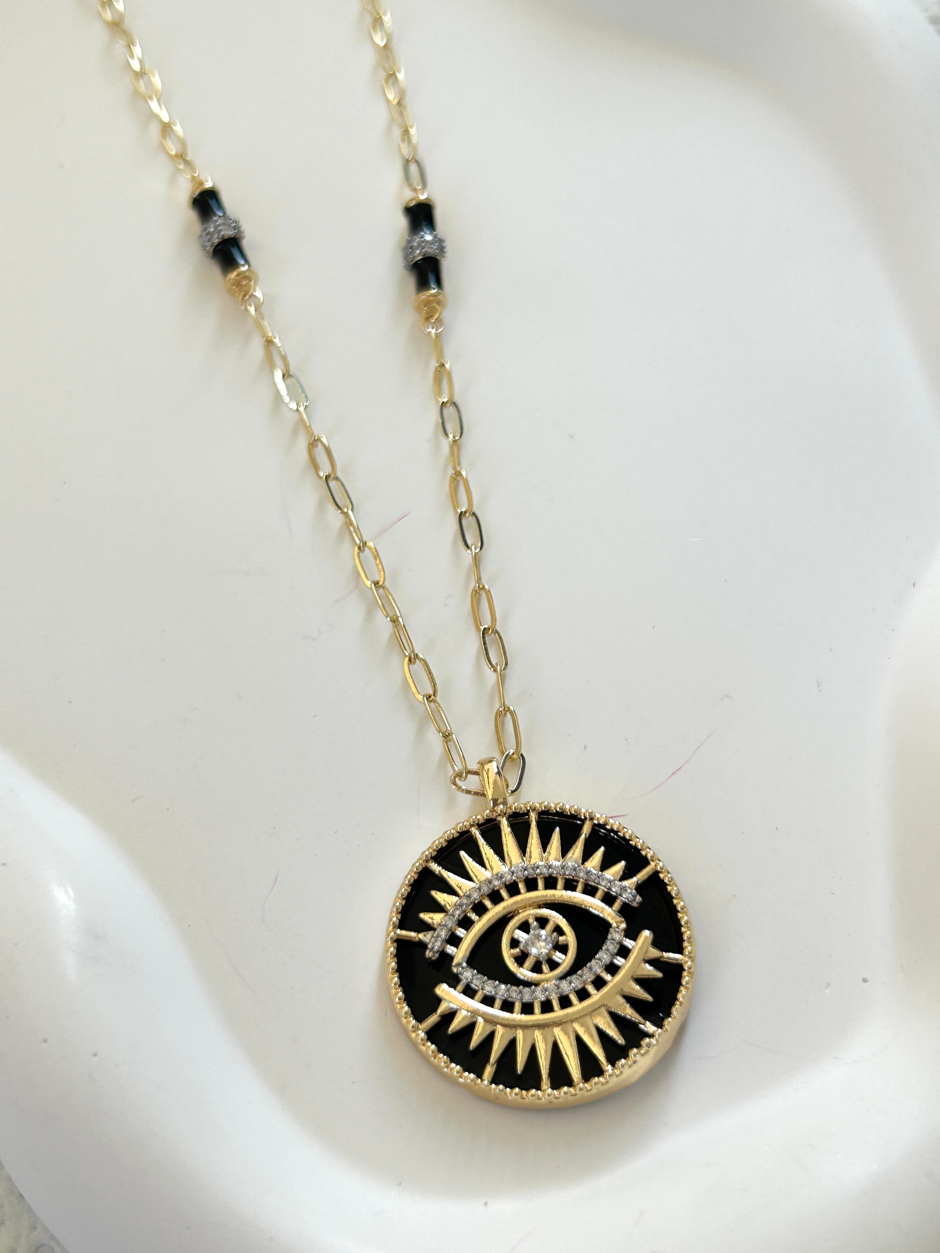 Siyah Göz Şans Kolye 