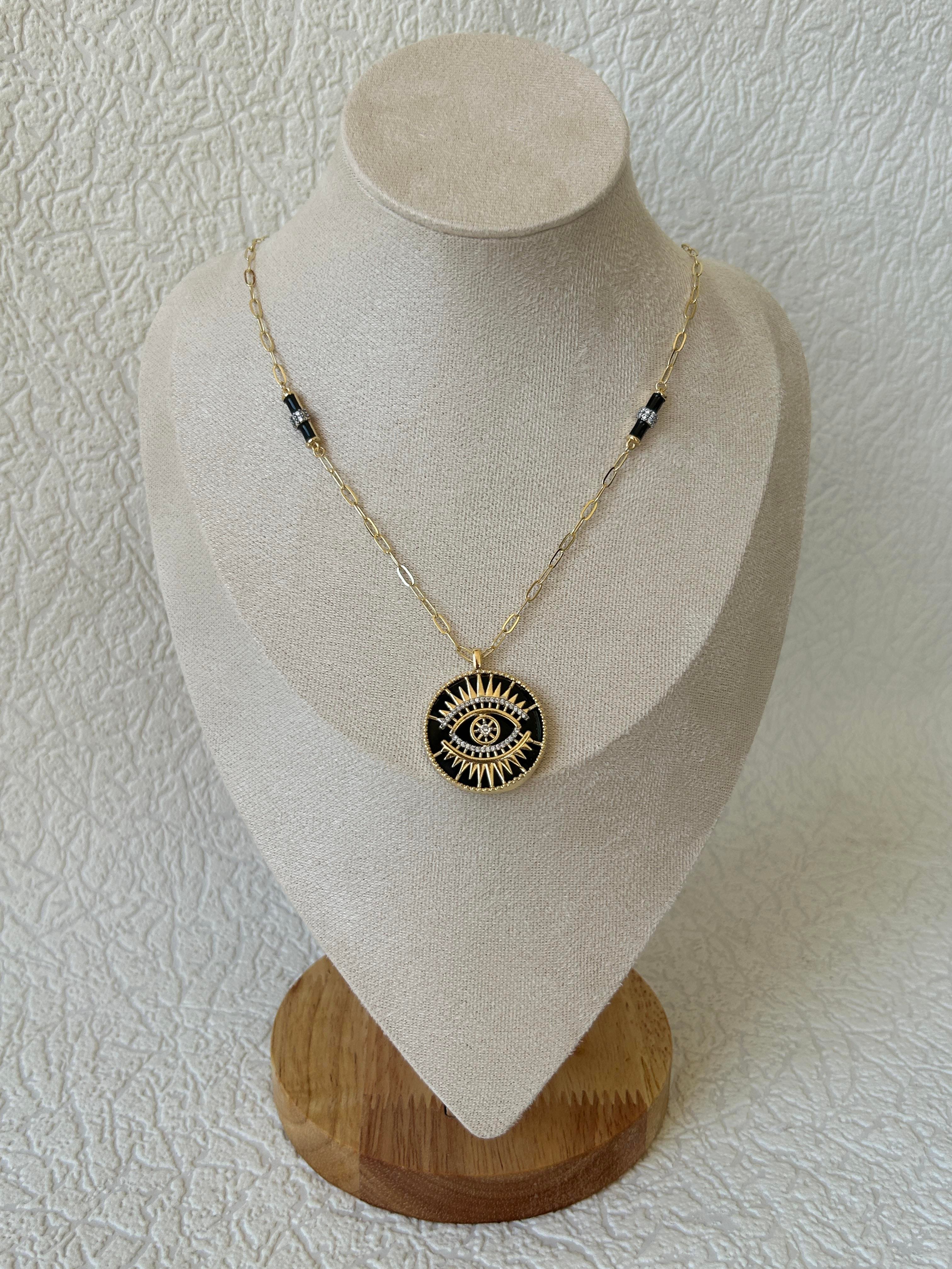 Siyah Göz Şans Kolye 