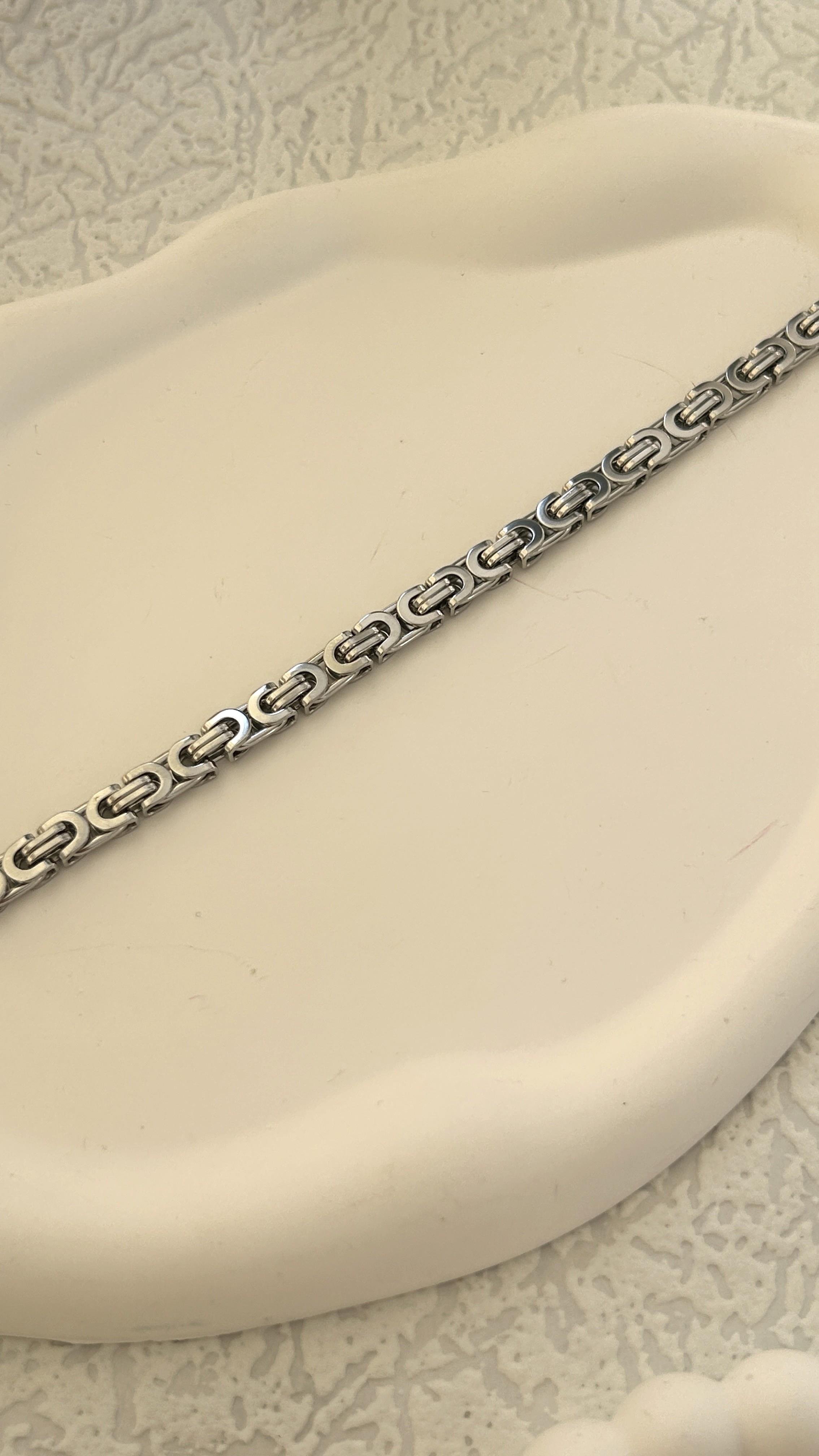 Yassı Model Kral Zincir Çelik Bileklik