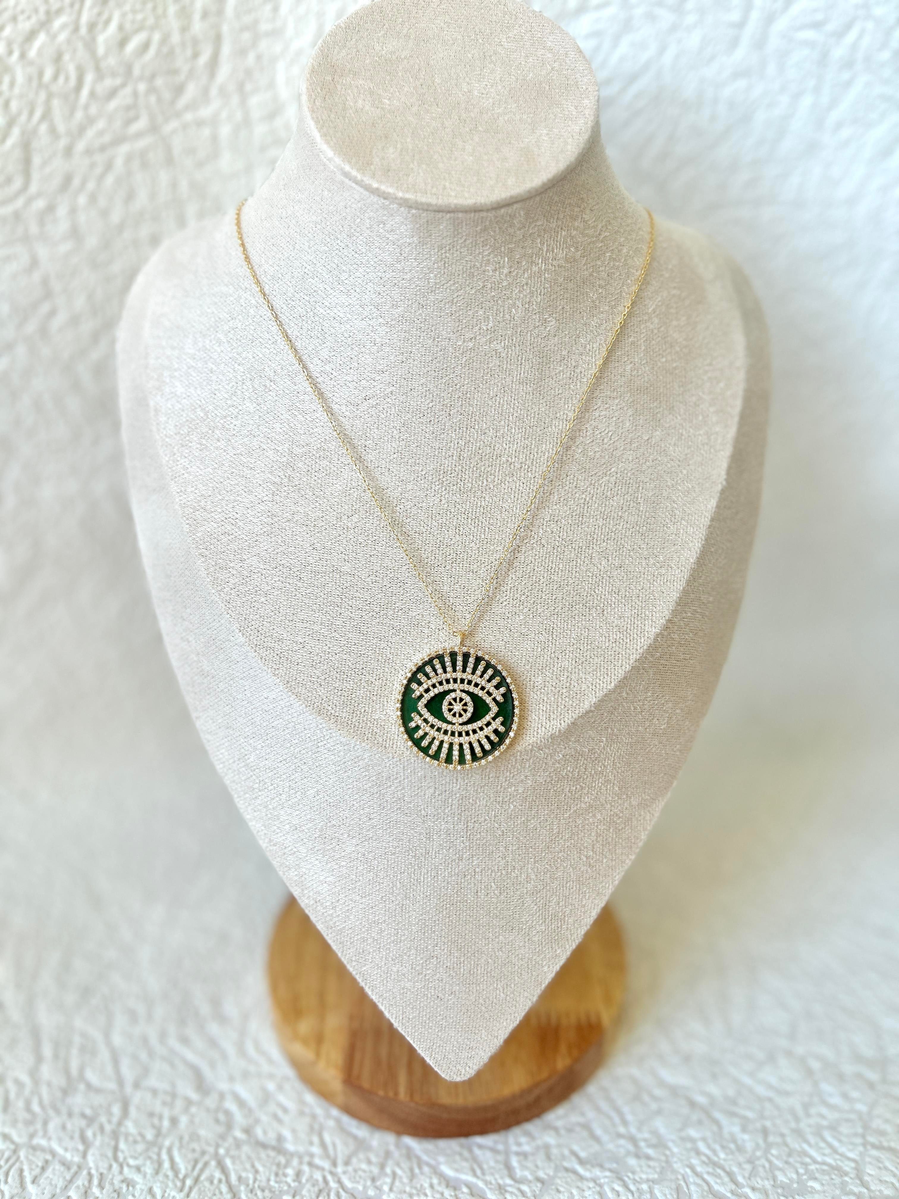 Yeşil Göz Taşlı Şans Kolye