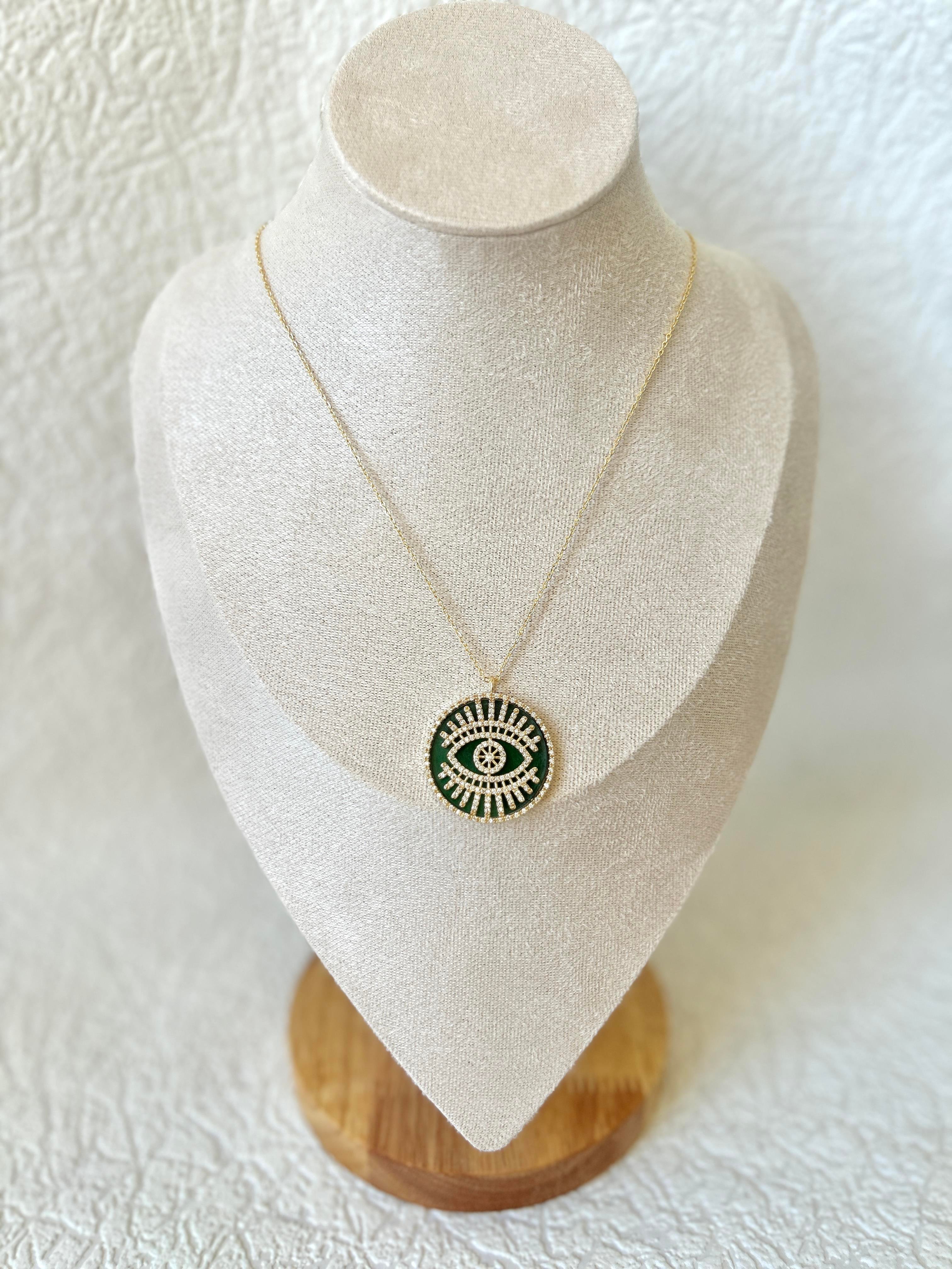 Yeşil Göz Taşlı Şans Kolye
