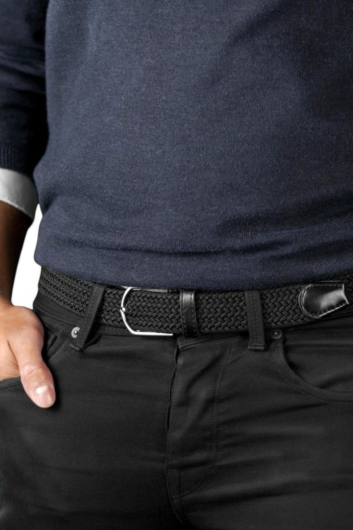 SportFlex Elastik Siyah Örgü Deri KemerKEMERRENLOSRenlos SportFlex Elastik Siyah Örgü Deri Kemer