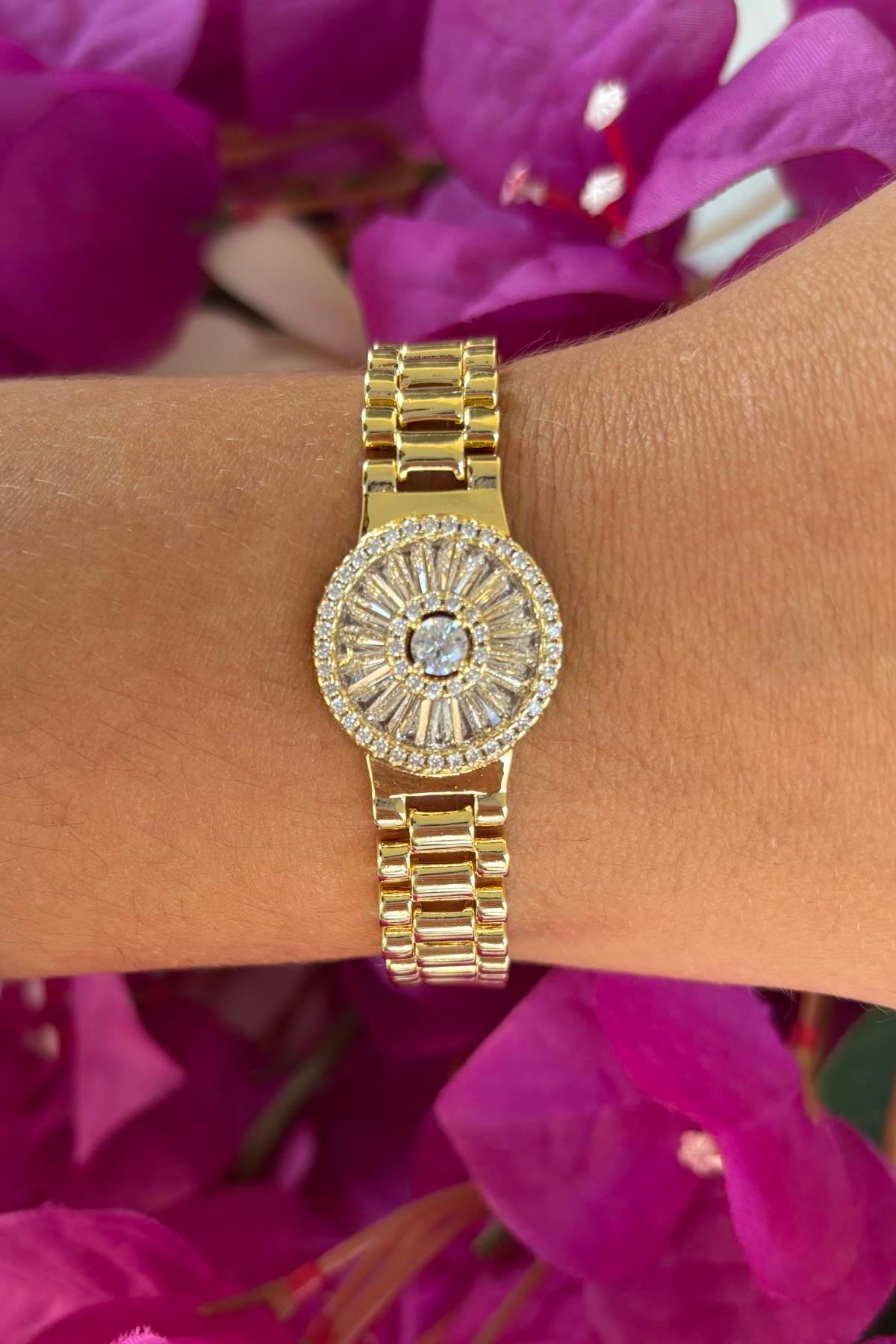 Özel Seri Saat Model Gold Bileklik