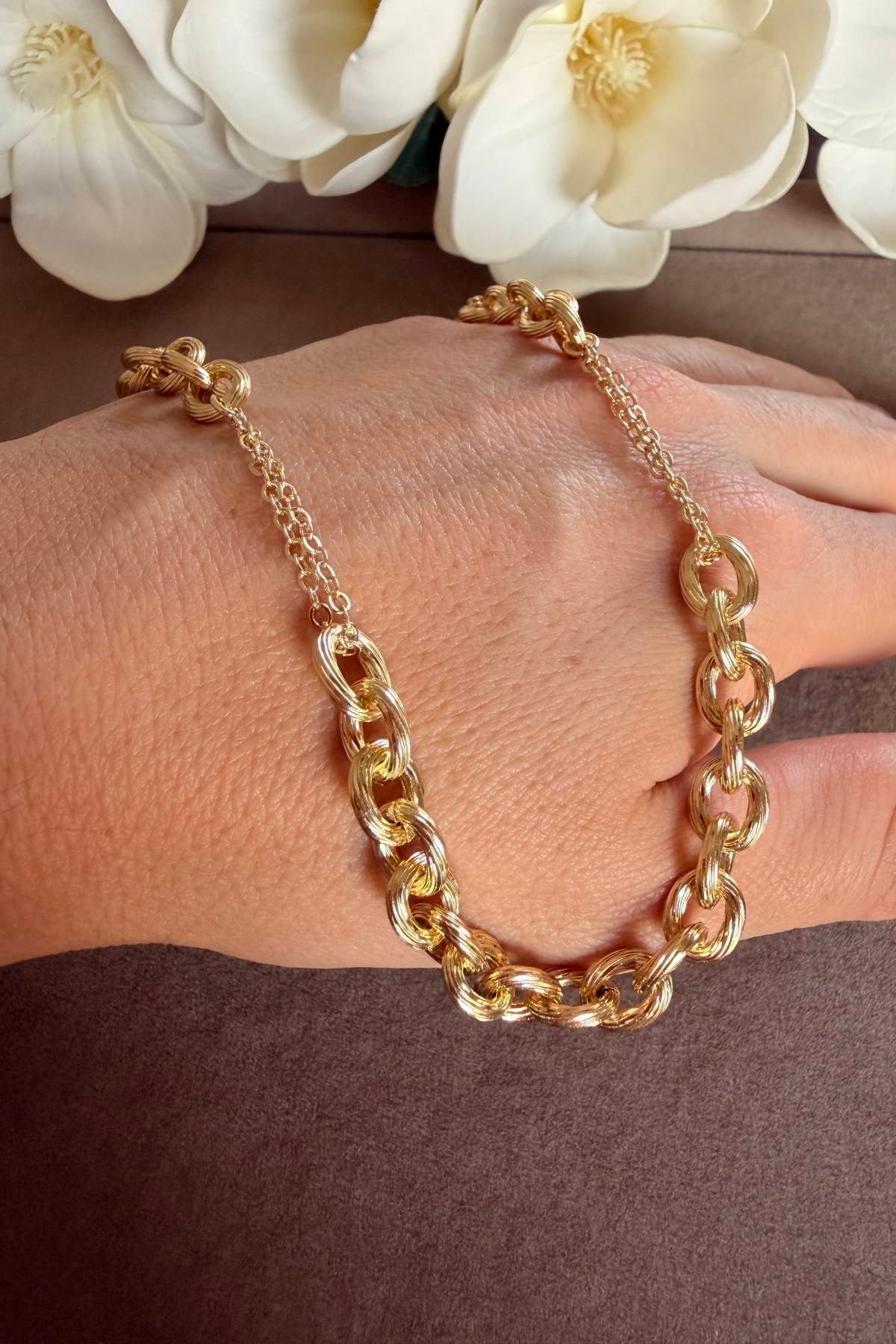 VİP Gold Halka Dizi Kolye