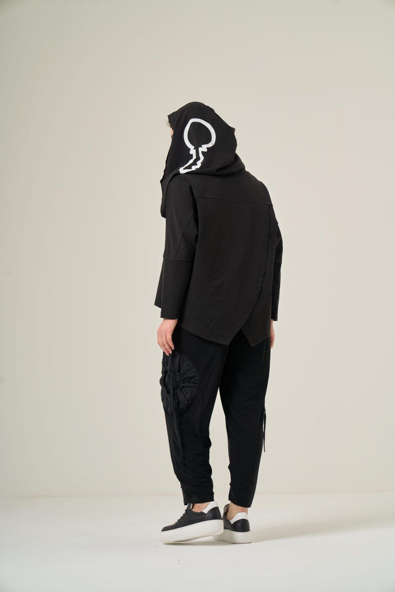 El Boyama Fermuarlı Pamuk Hoodie