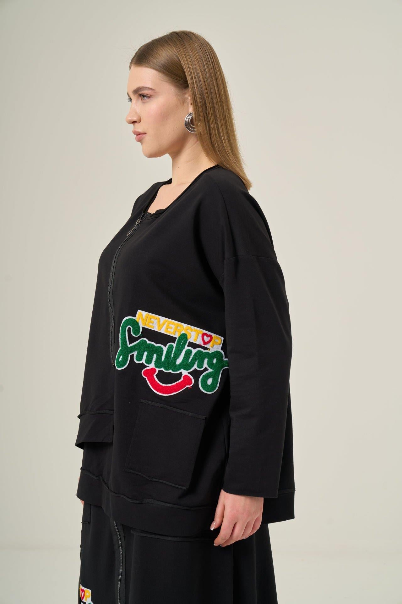 Fermuarlı Asimetrik Sweatshirt