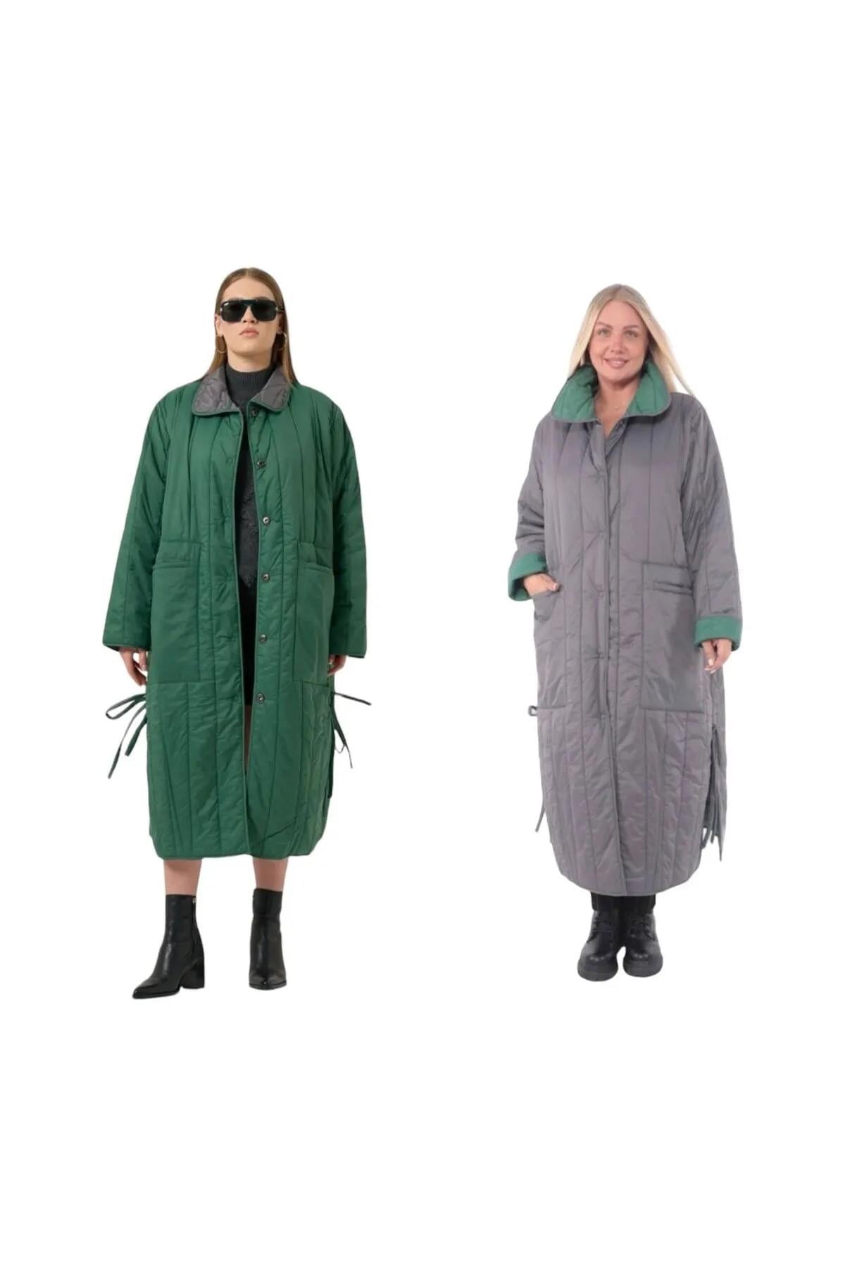Kapitone Puffer Yeşil Kaban