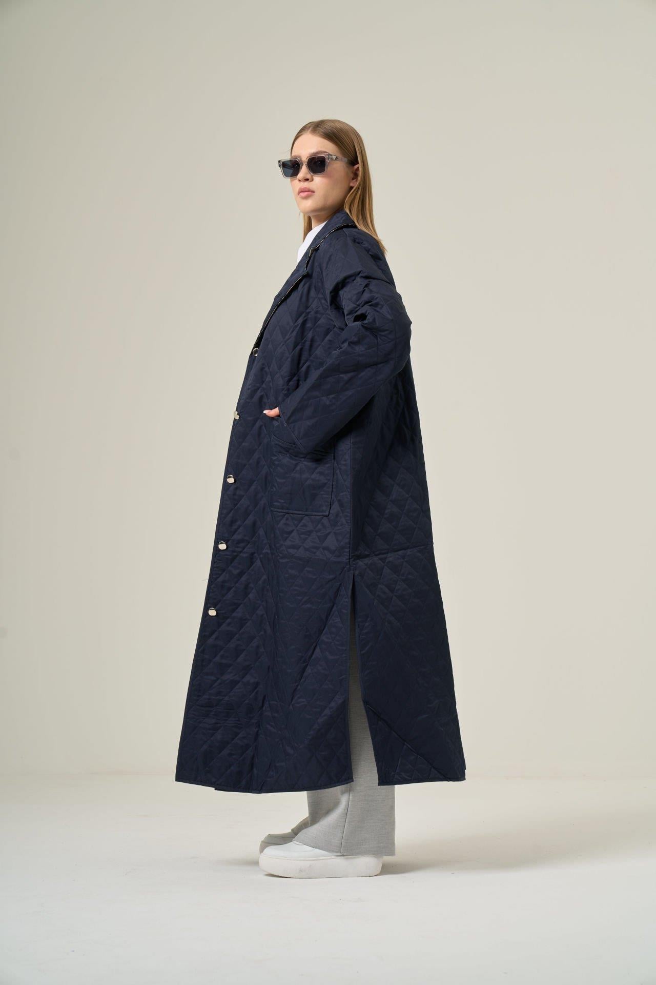 Lacivert Trench Coat