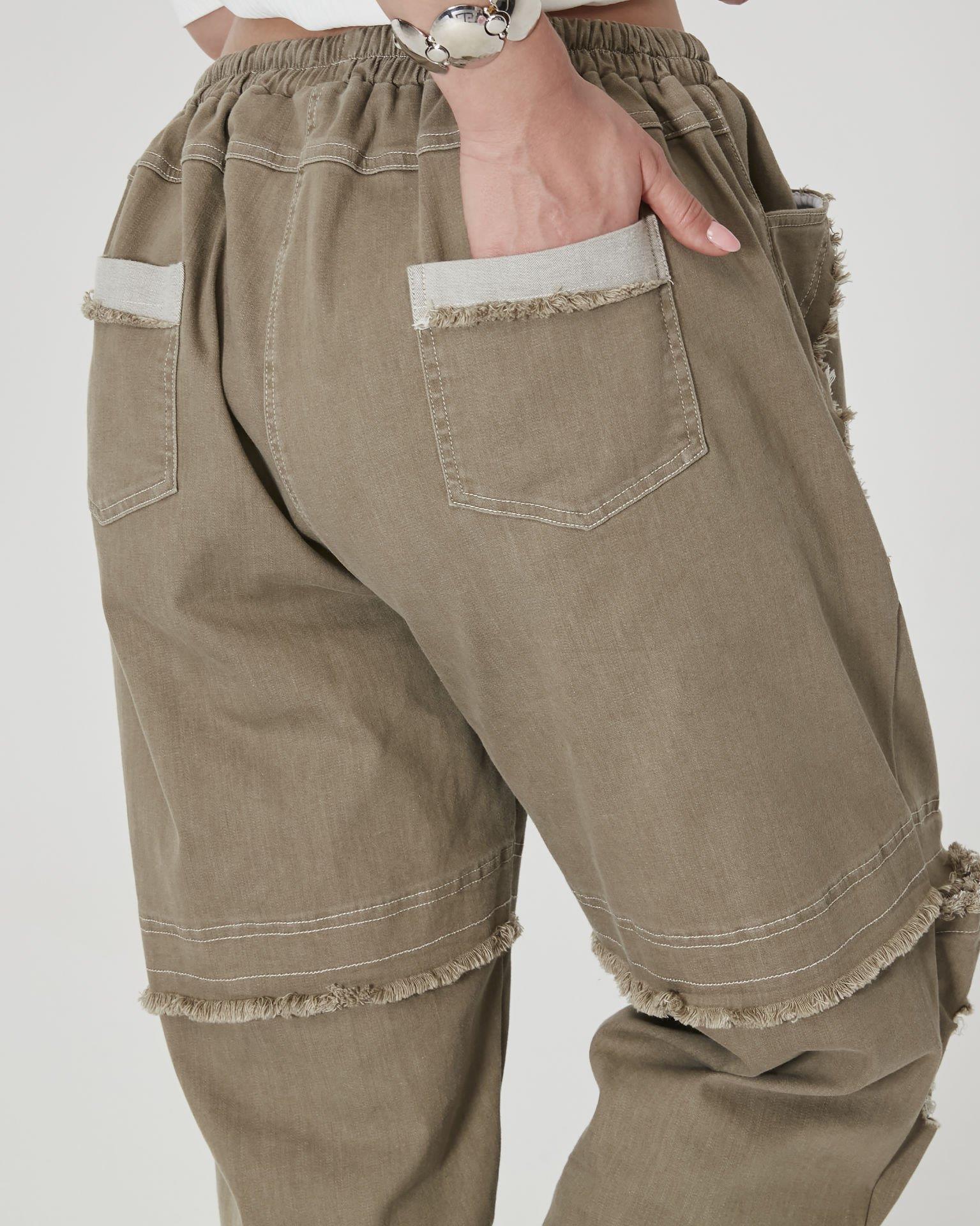 Ripped ve Püskül Detaylı Büyük Beden Jean Pantolon
