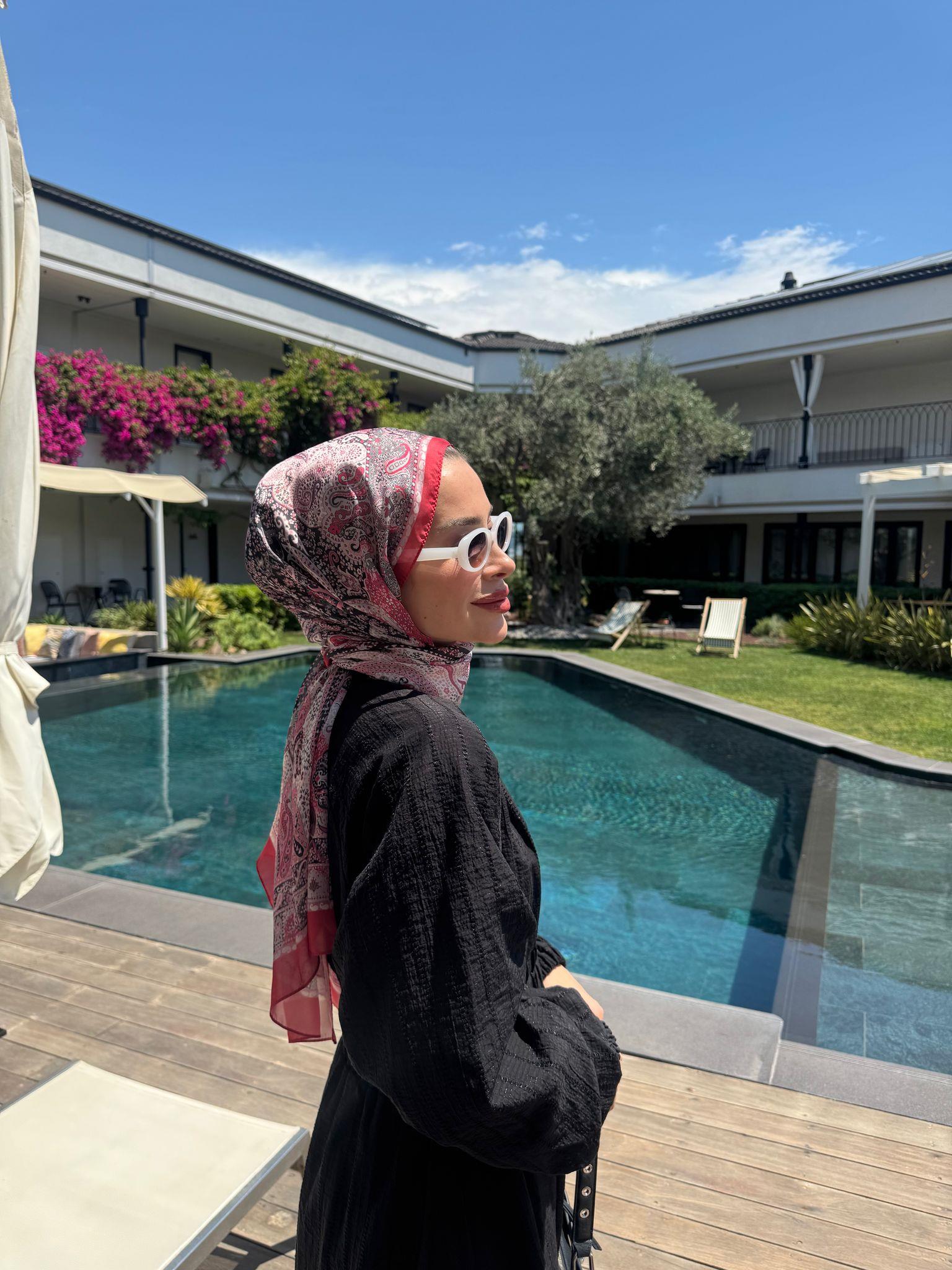 Fuşya İpeksi Şifon Şal