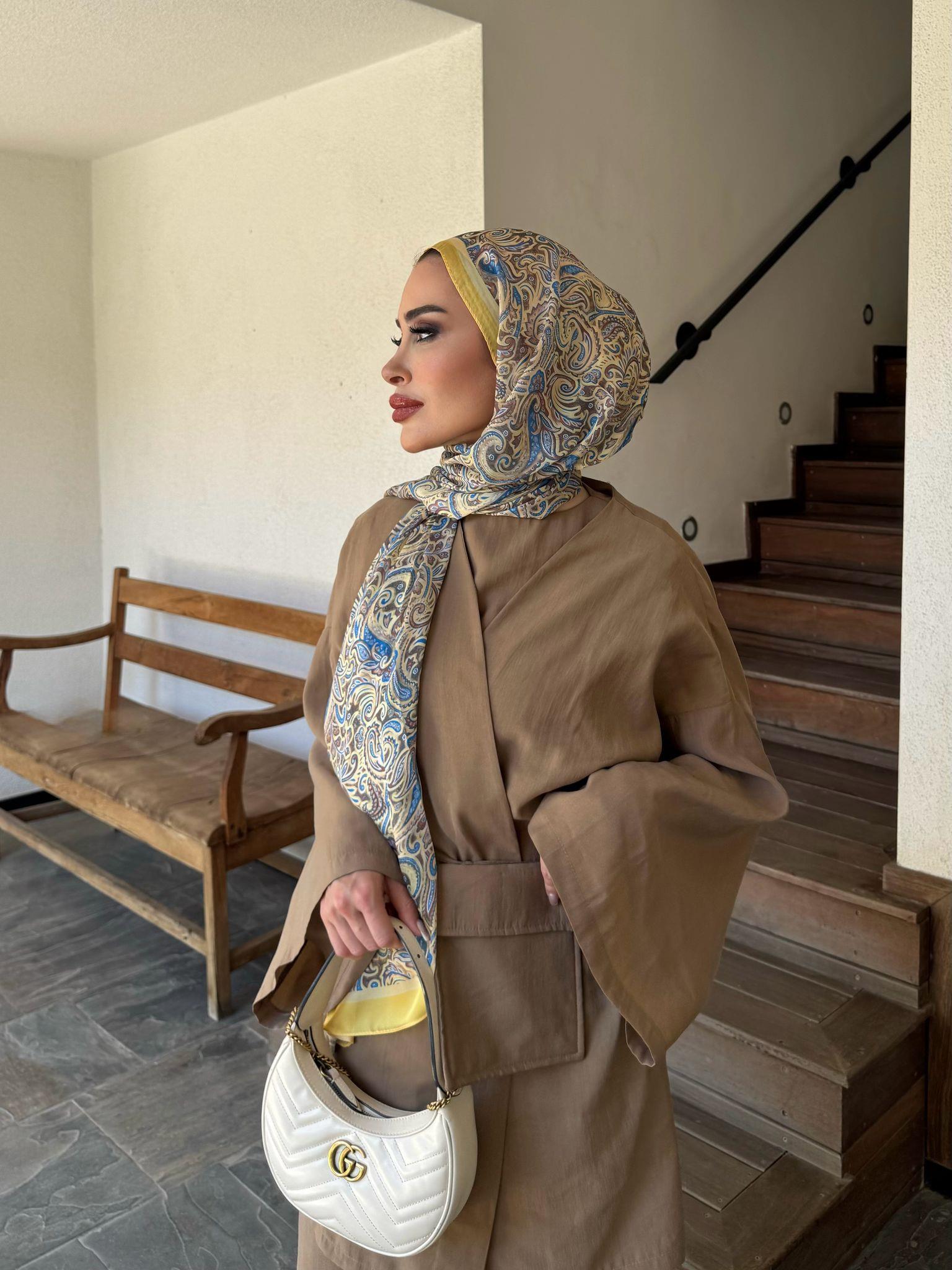 Sarı İpeksi Şifon Şal