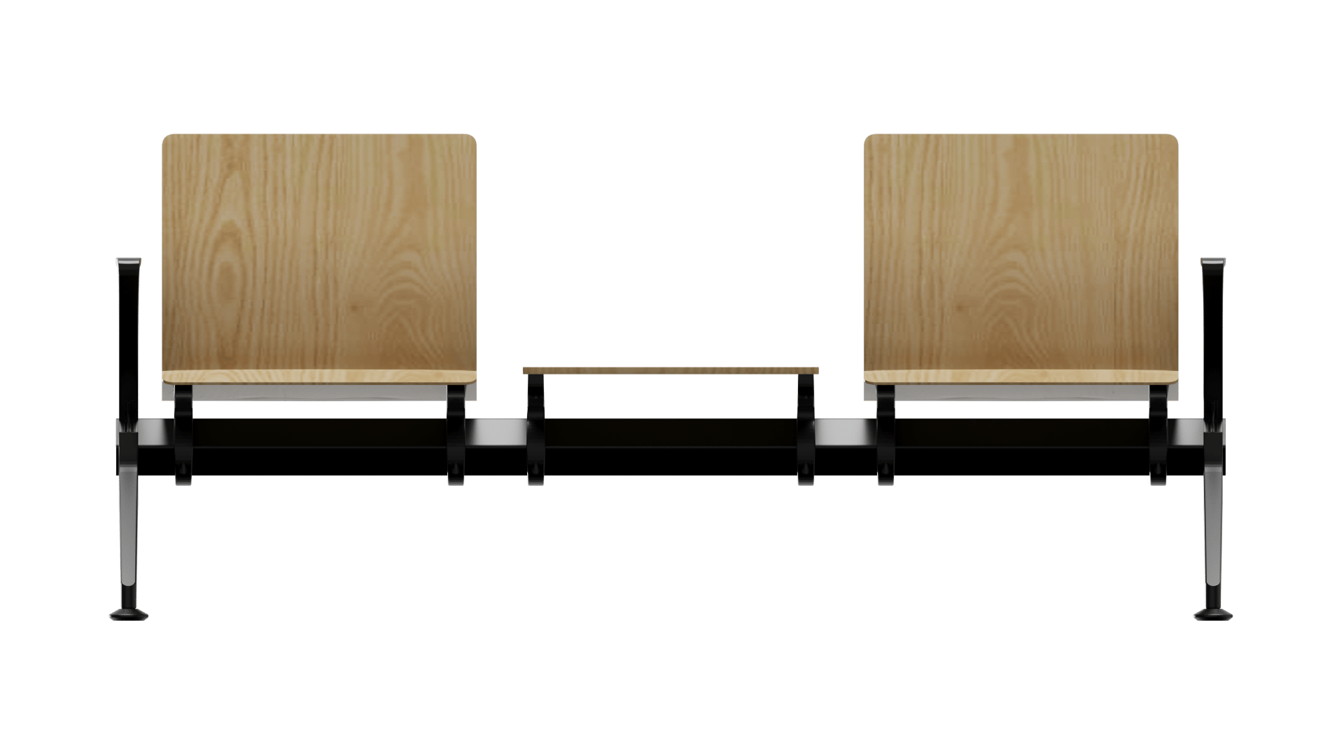 FERRGIO Wood İkili Kollu Bekleme Koltuğu | Ahşap Alüminyum Ayaklı Terminal Bankı | Gasell
