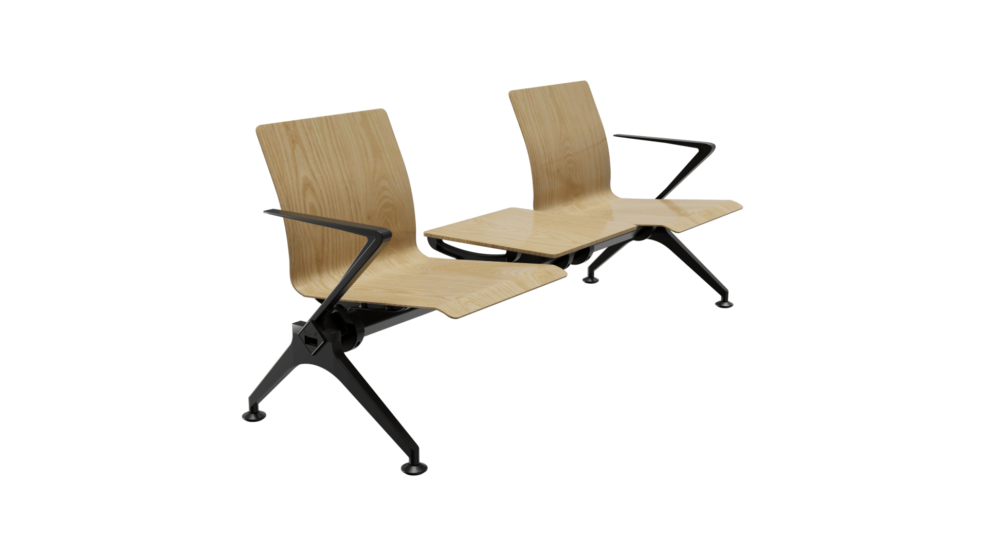 FERRGIO Wood İkili Kollu Bekleme Koltuğu | Ahşap Alüminyum Ayaklı Terminal Bankı | Gasell