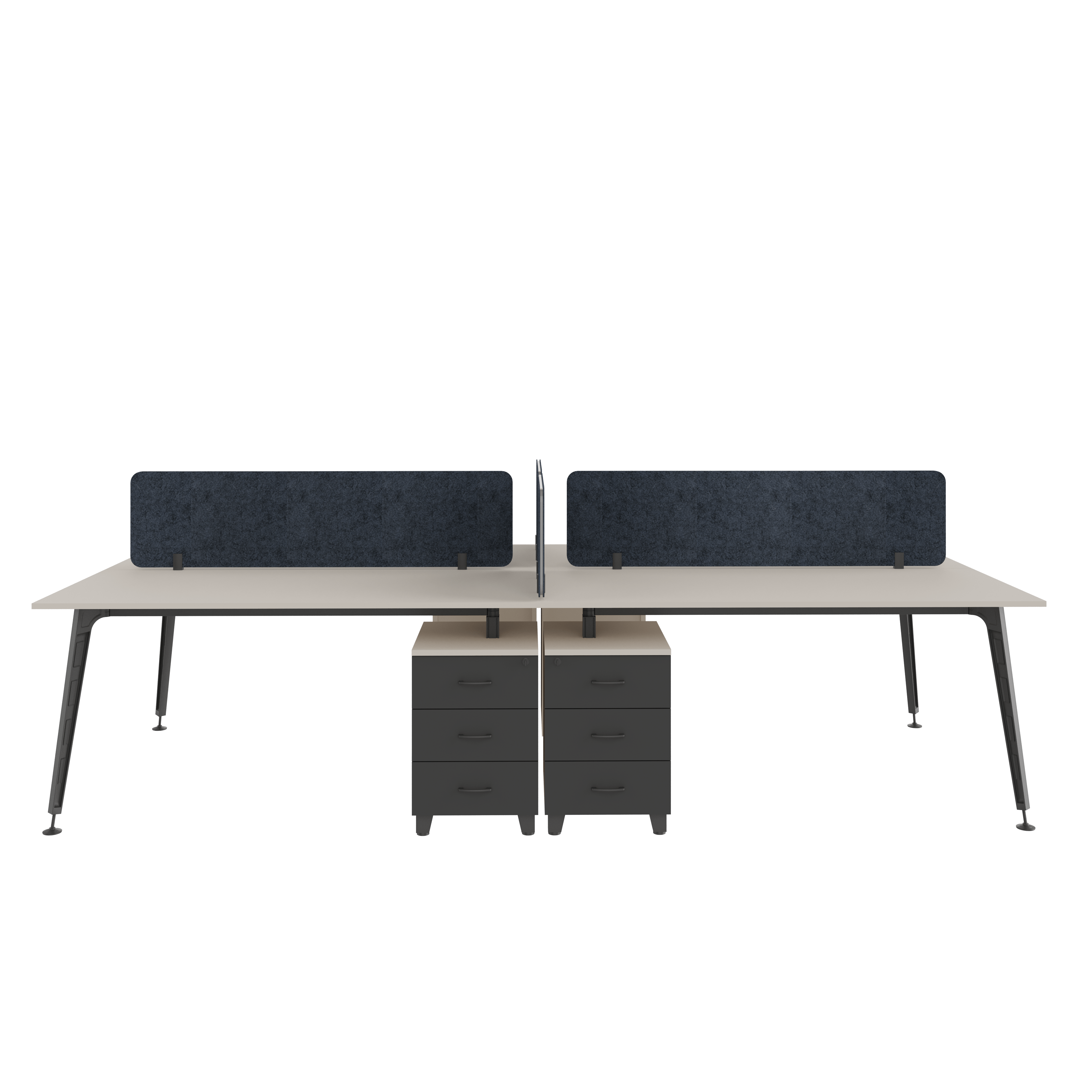 Lux Dörtlü Kesonlu Workstation - Verimli ve Fonksiyonel Çalışma Alanı | Gasell Ofis Mobilyaları