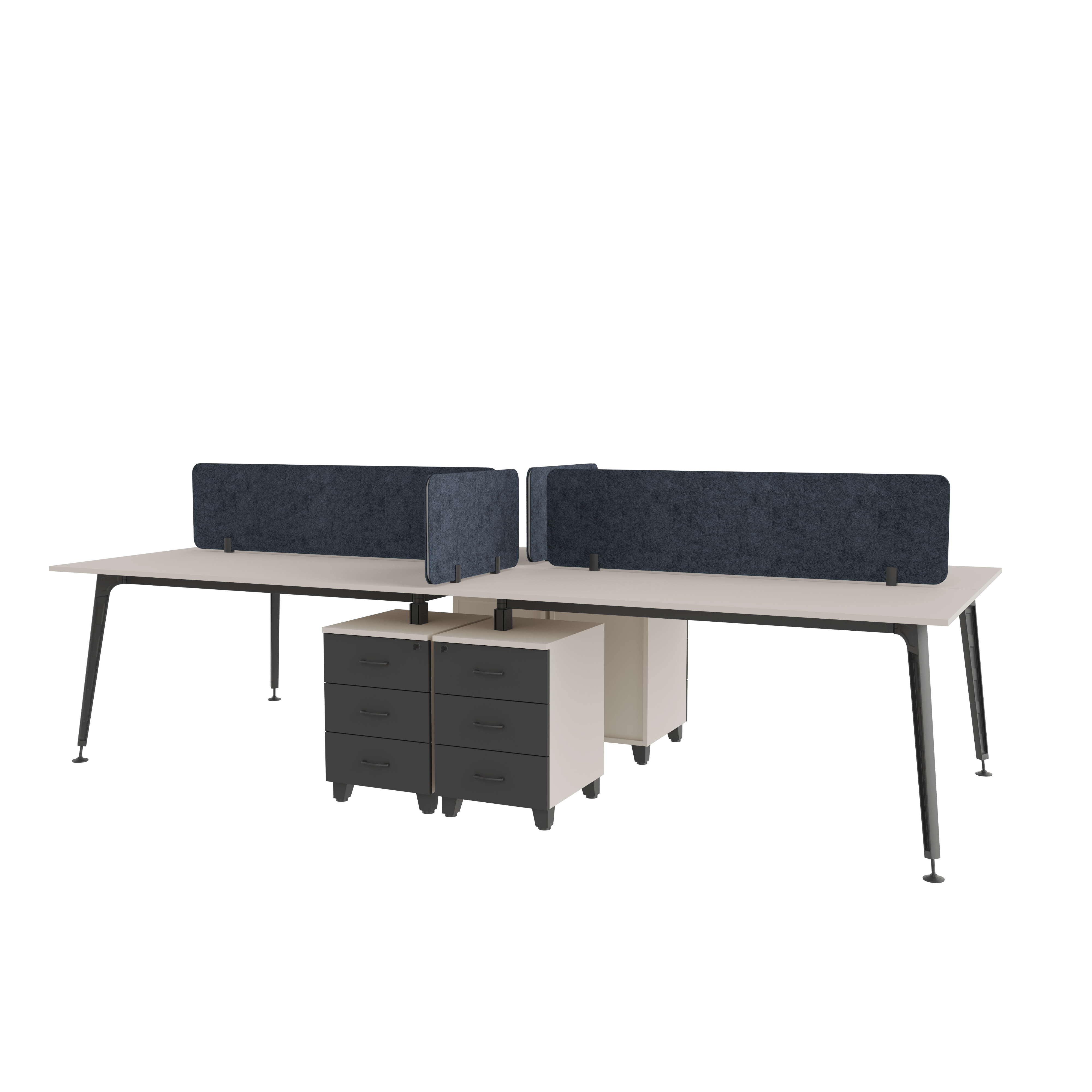 Lux Dörtlü Kesonlu Workstation - Verimli ve Fonksiyonel Çalışma Alanı | Gasell Ofis Mobilyaları