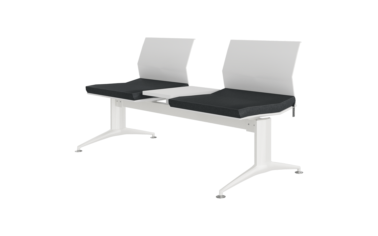 Monza İkili Kolsuz Orta Sehpalı Oturak Döşemeli Bekleme Koltuğu | Plastik Sırtlı Melamin Sehpalı Terminal Bankı | Gasell